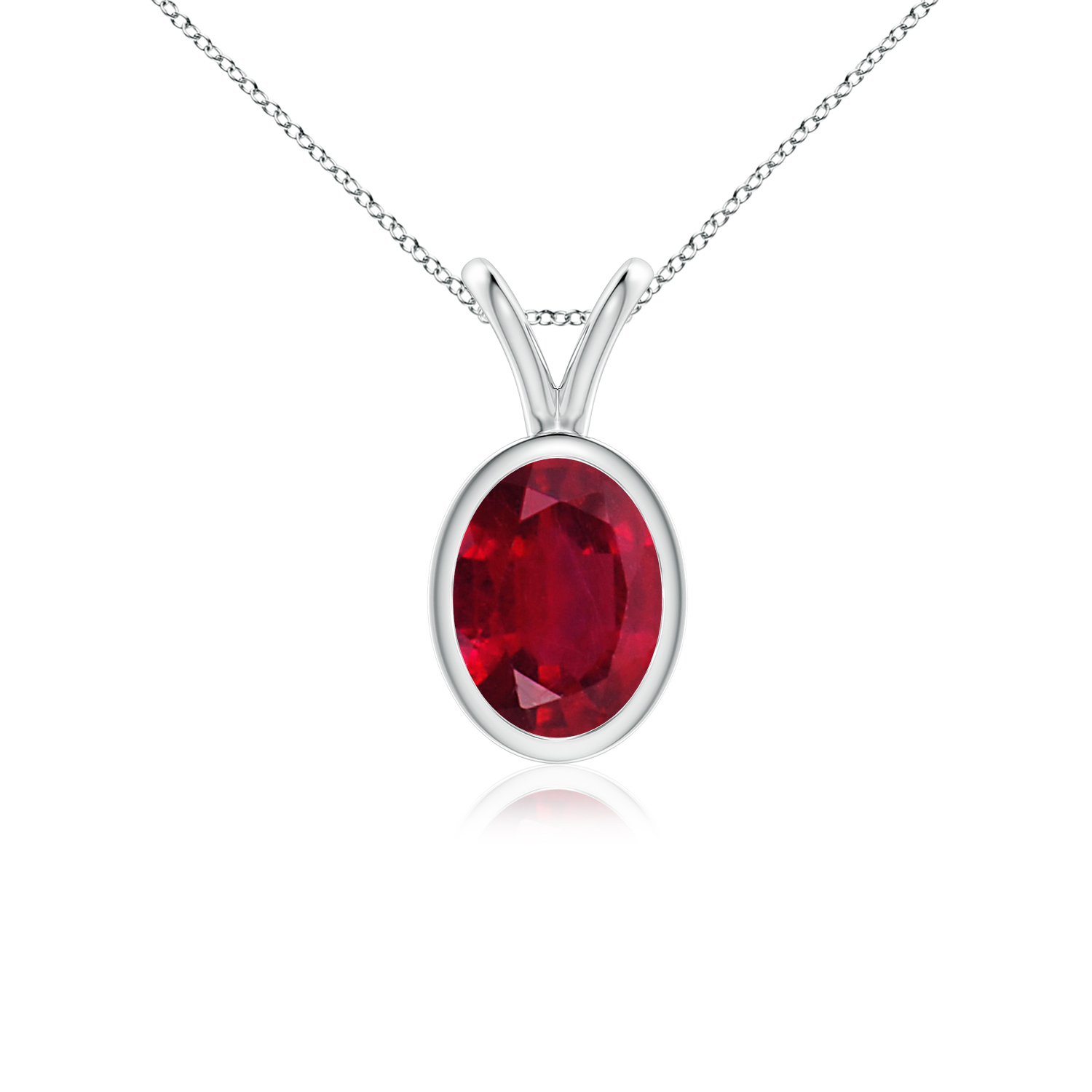 V-Bale Oval Ruby (Manik) Solitaire Pendant
