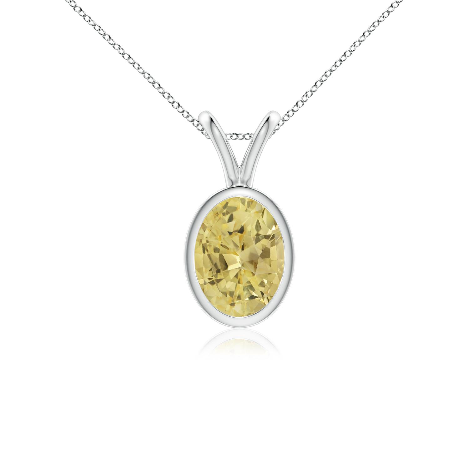 V-Bale Oval Yellow Sapphire (Pukhraj) Solitaire Pendant