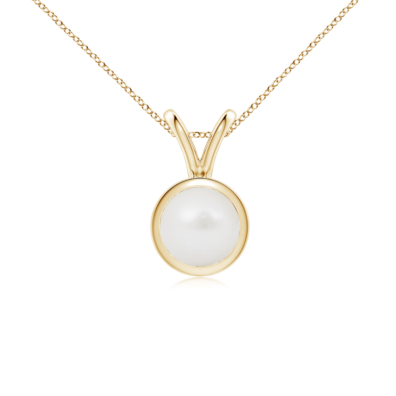 V-Bale Round South Sea Cultured Pearl (Moti) Solitaire Pendant