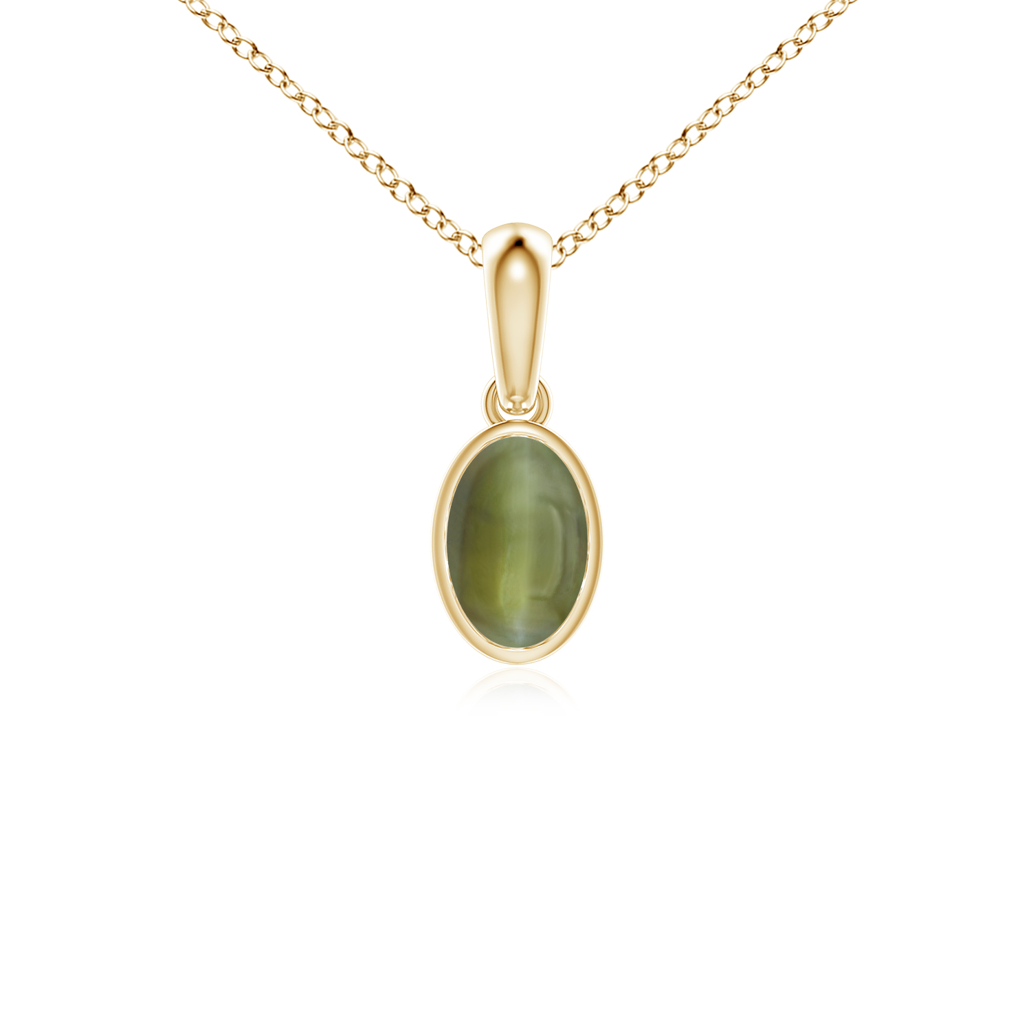 Oval Shaped Cats Eye (Lahsuniya) Solitaire Pendant