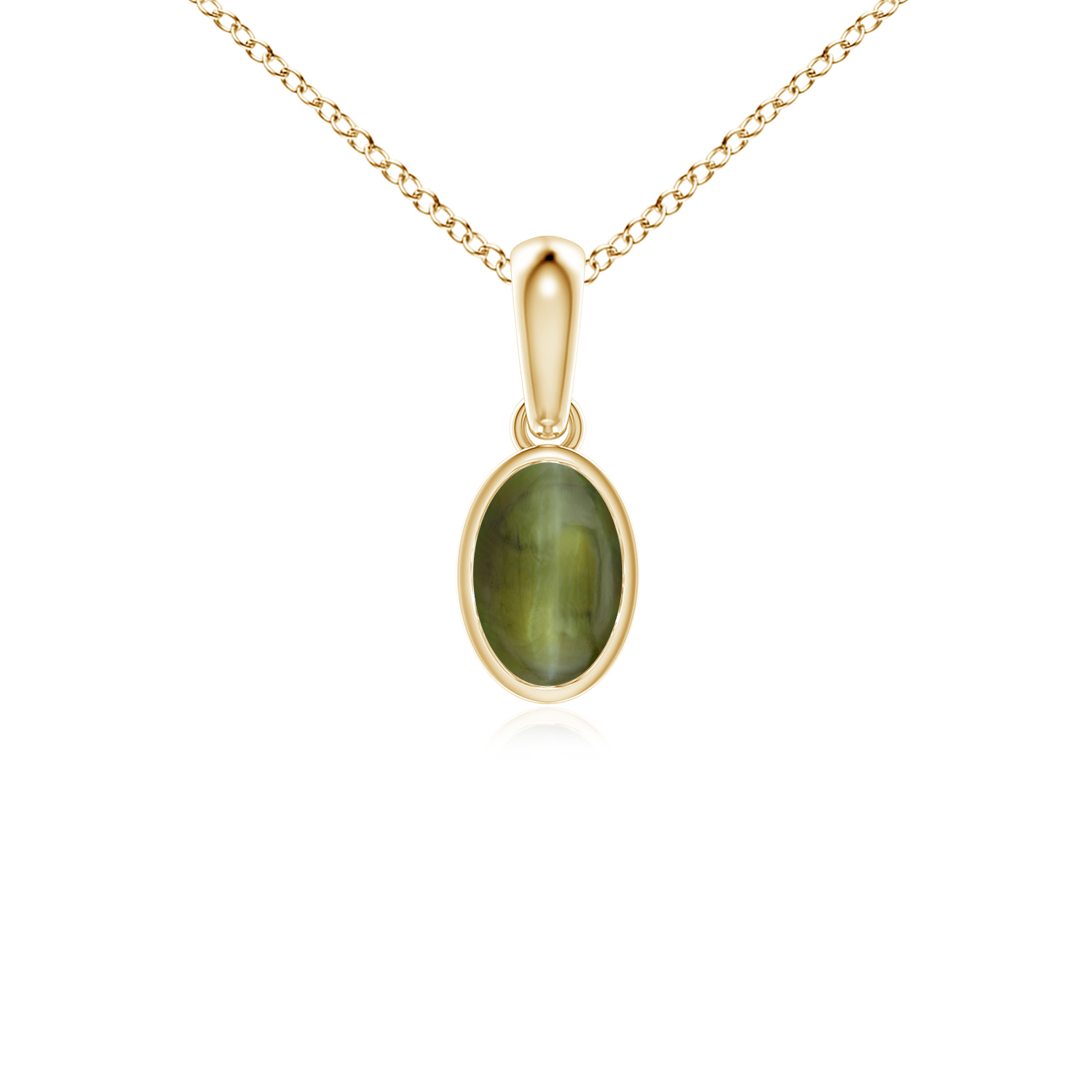 Oval Shaped Cats Eye (Lahsuniya) Solitaire Pendant
