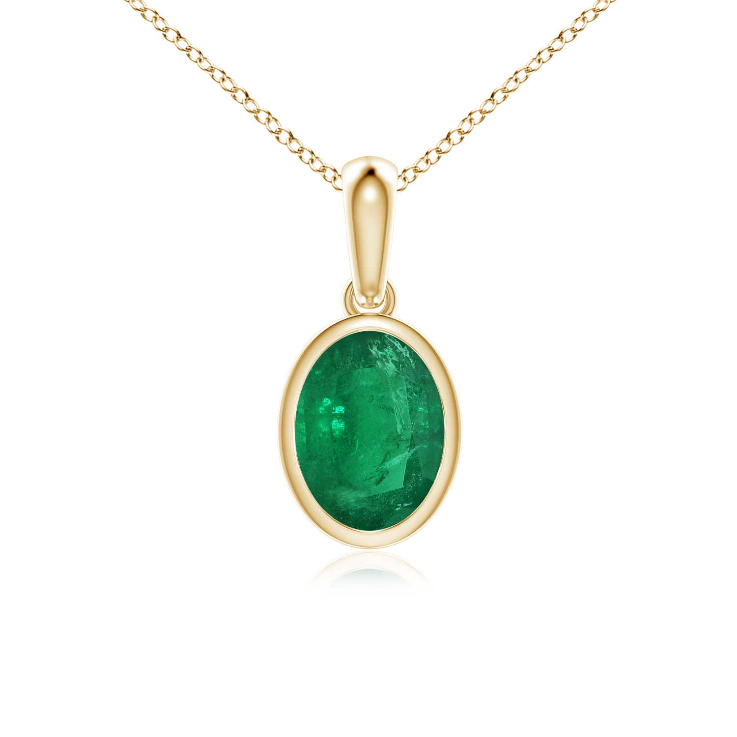 Oval Shaped Emerald (Panna) Solitaire Pendant