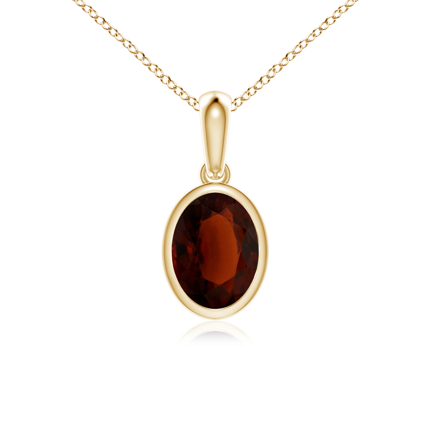 Oval Shaped Hessonite (Gomed) Solitaire Pendant