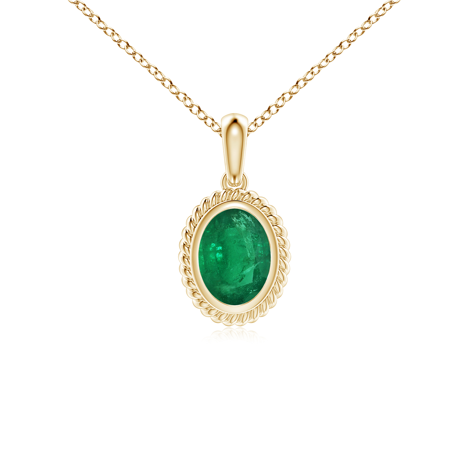 Rope-Framed Claw-Set Emerald (Panna) Solitaire Pendant
