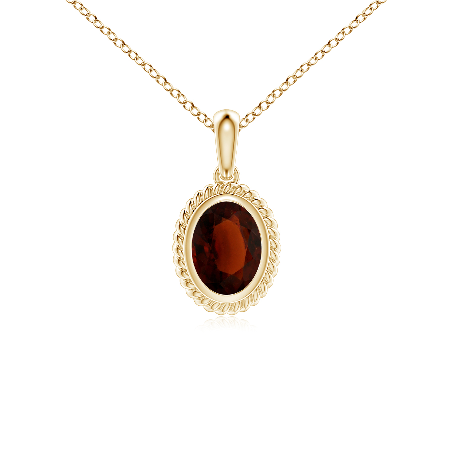 Rope-Framed Claw-Set Hessonite (Gomed) Solitaire Pendant