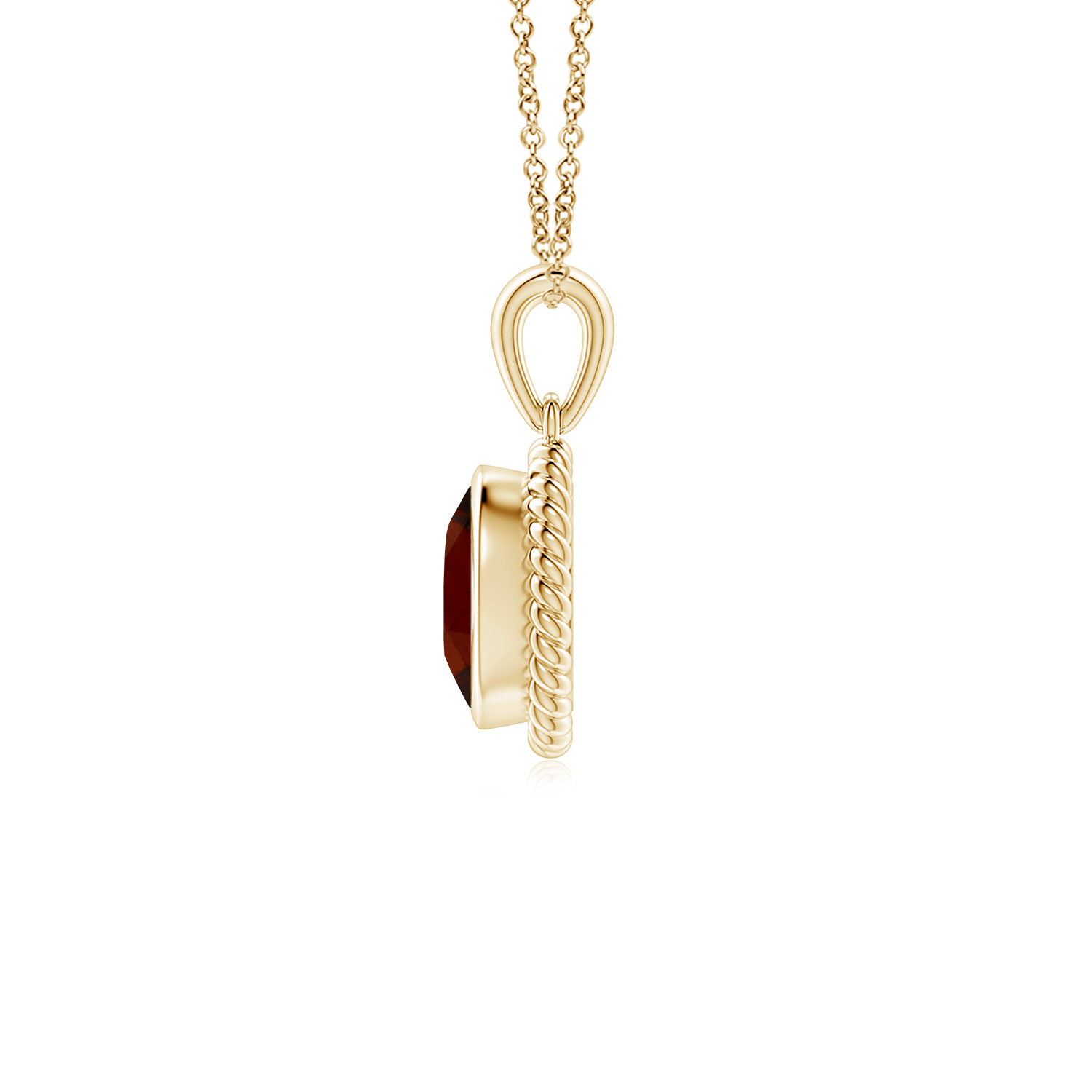 Rope-Framed Claw-Set Hessonite (Gomed) Solitaire Pendant