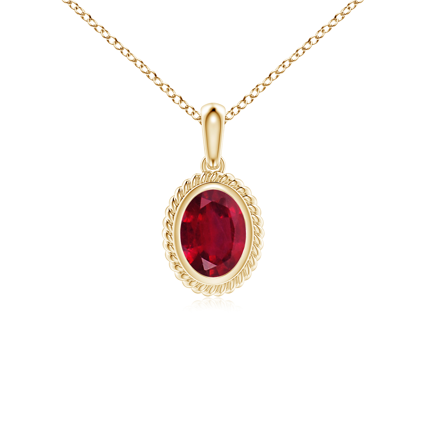 Rope-Framed Claw-Set Ruby (Manik) Solitaire Pendant