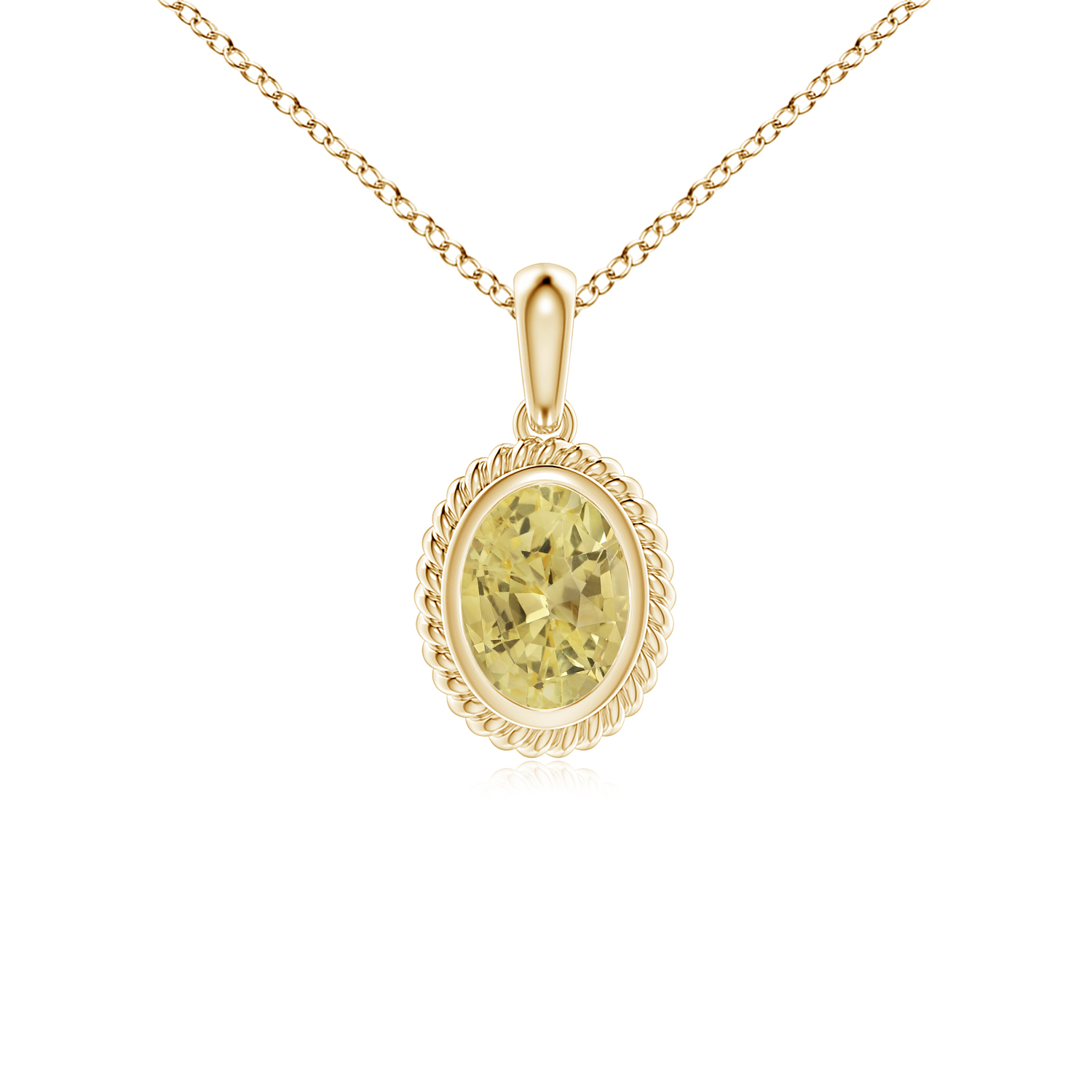 Rope-Framed Claw-Set Yellow Sapphire (Pukhraj) Solitaire Pendant
