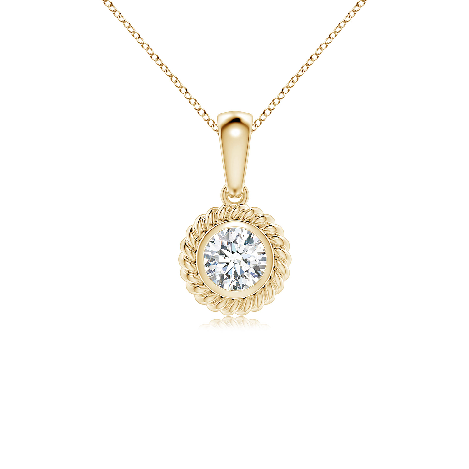Rope-Framed Claw-Set Diamond (Heera) Solitaire Pendant