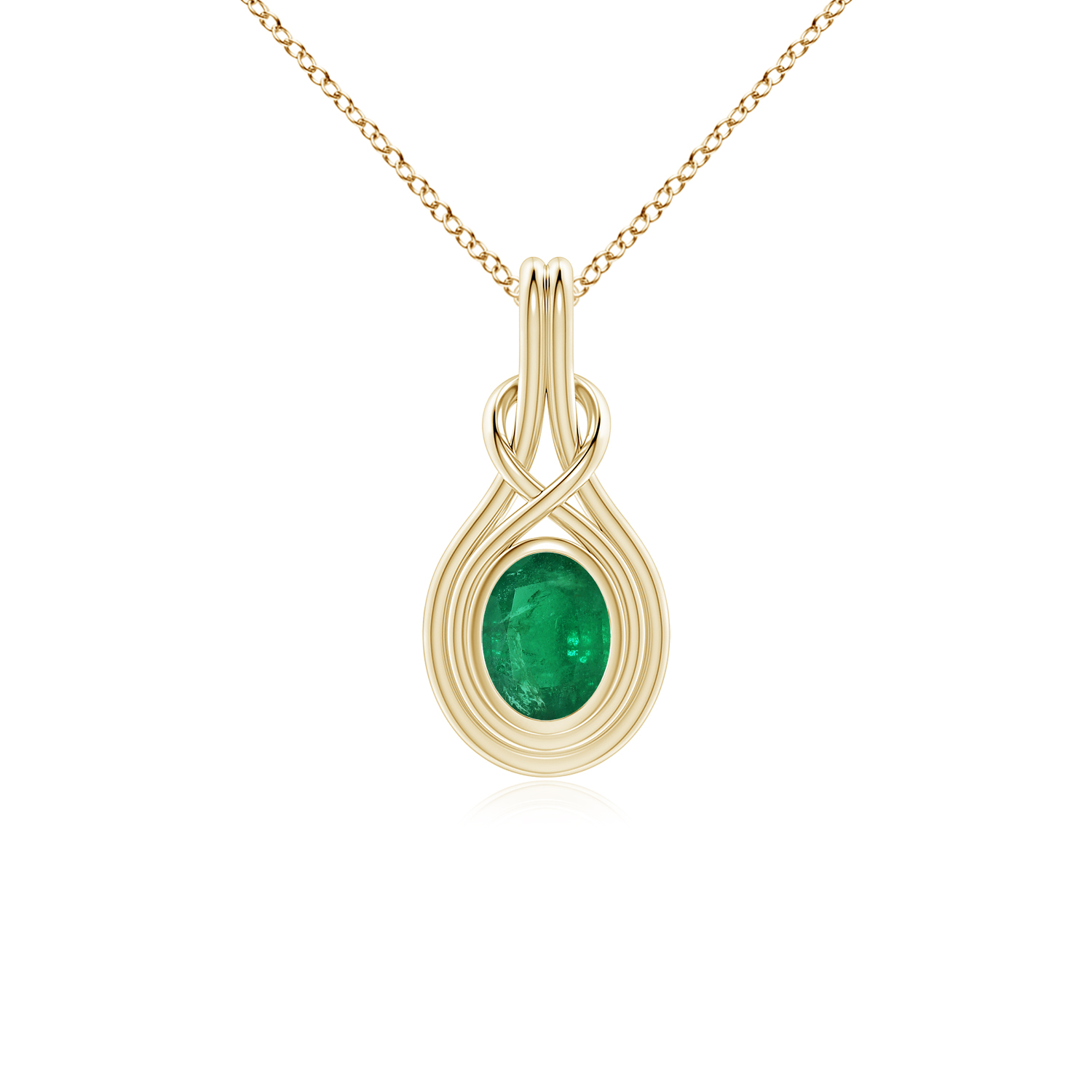 Oval Emerald (Panna) Solitaire Infinity Knot Pendant
