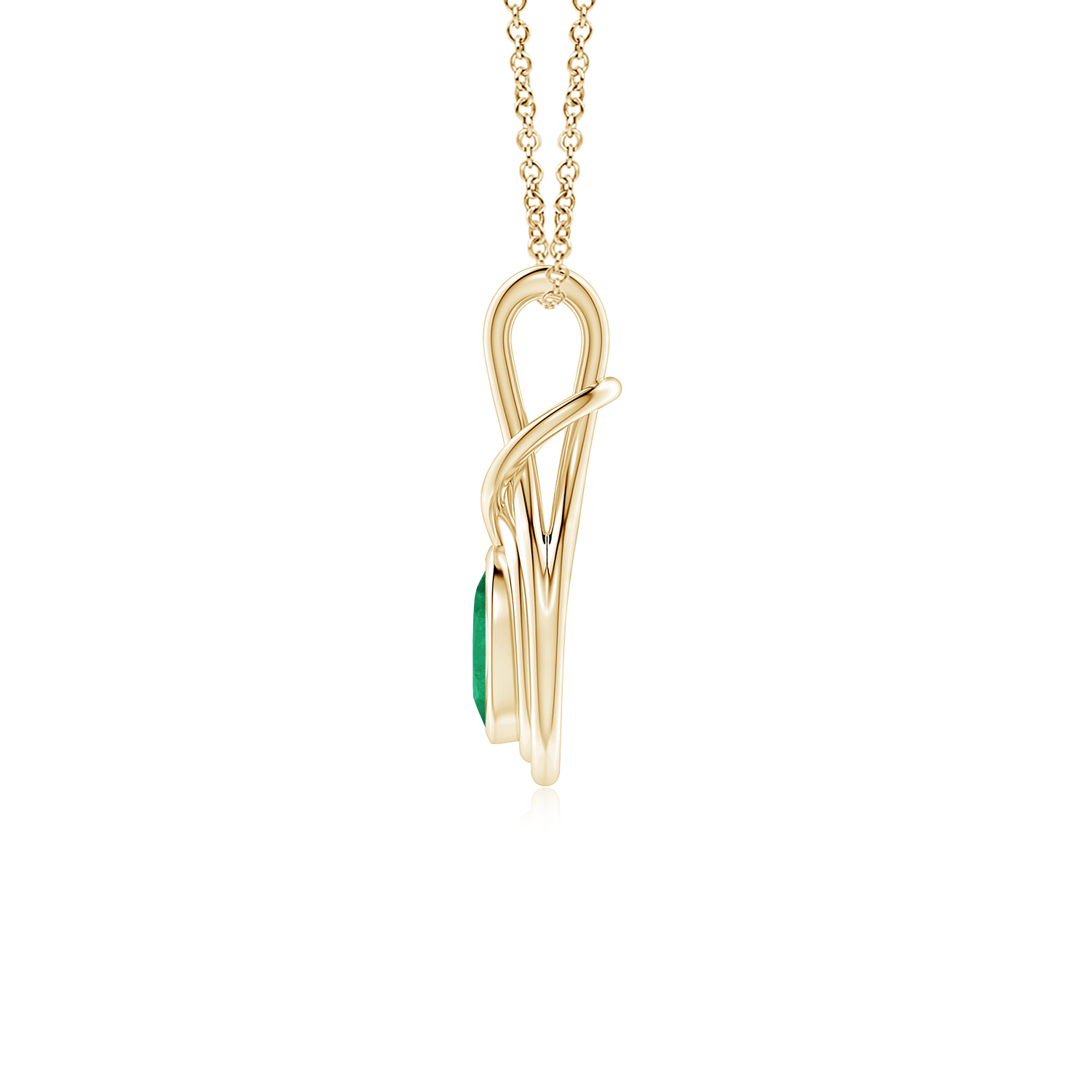 Oval Emerald (Panna) Solitaire Infinity Knot Pendant