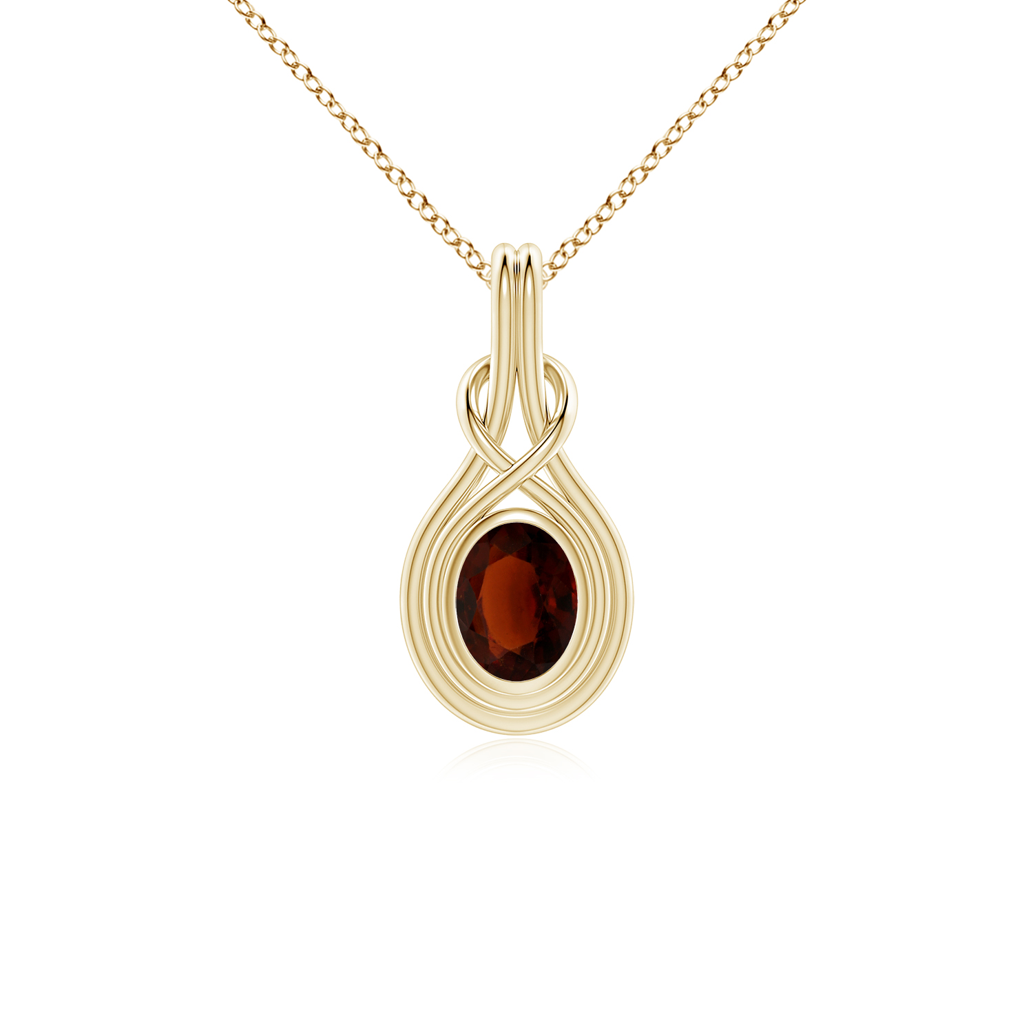 Oval Hessonite (Gomed) Solitaire Infinity Knot Pendant