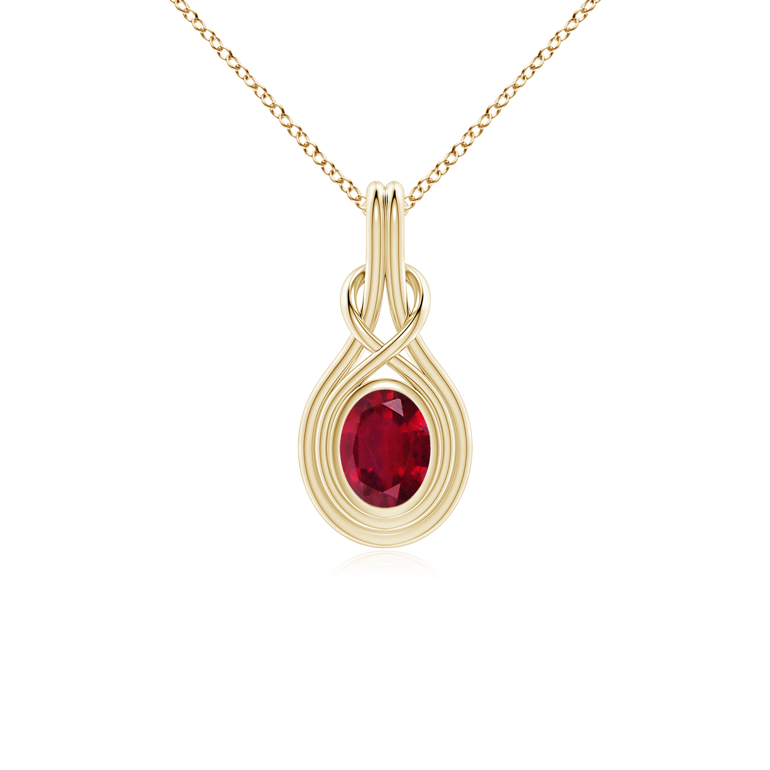 Oval Ruby (Manik) Solitaire Infinity Knot Pendant