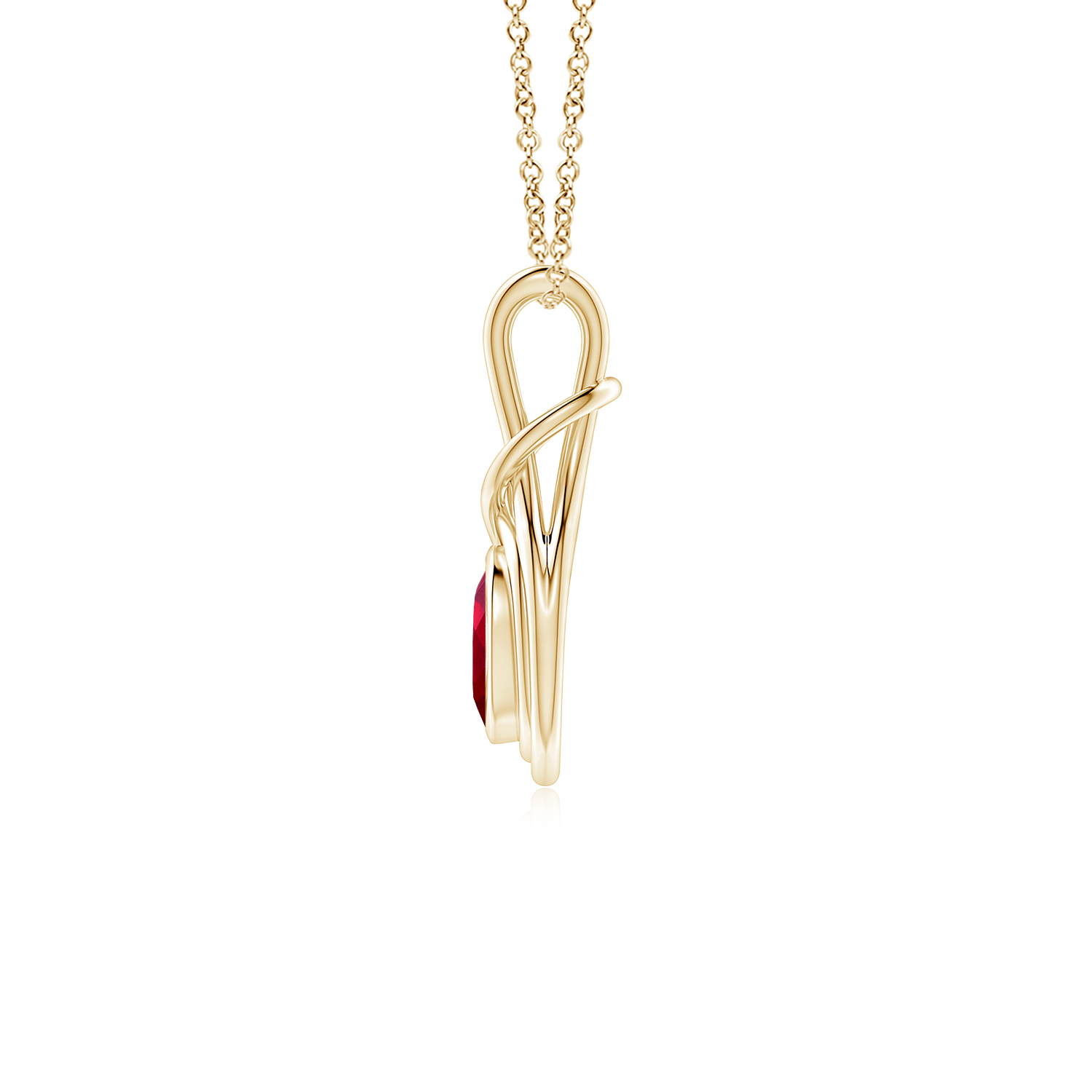 Oval Ruby (Manik) Solitaire Infinity Knot Pendant