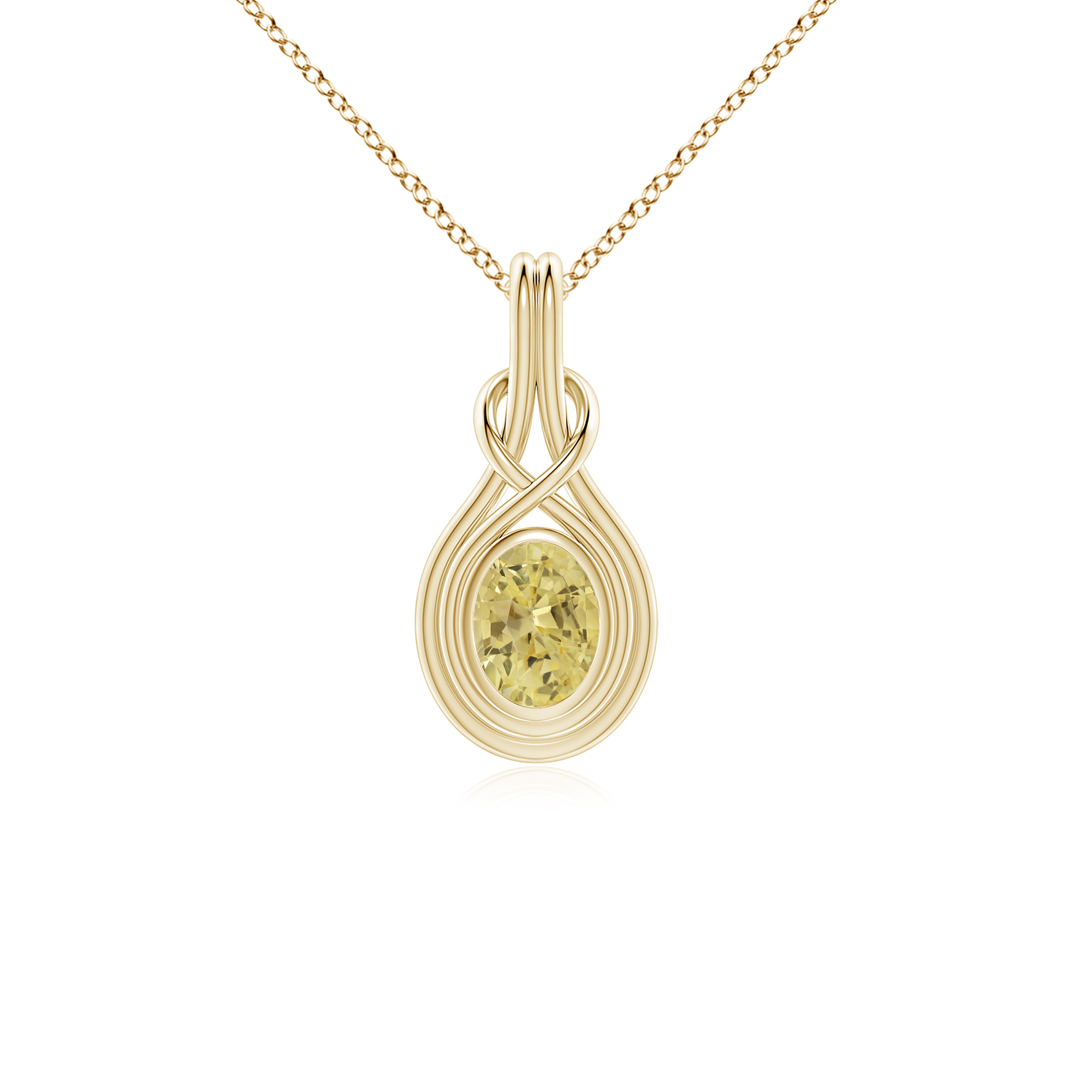 Oval Yellow Sapphire (Pukhraj) Solitaire Infinity Knot Pendant