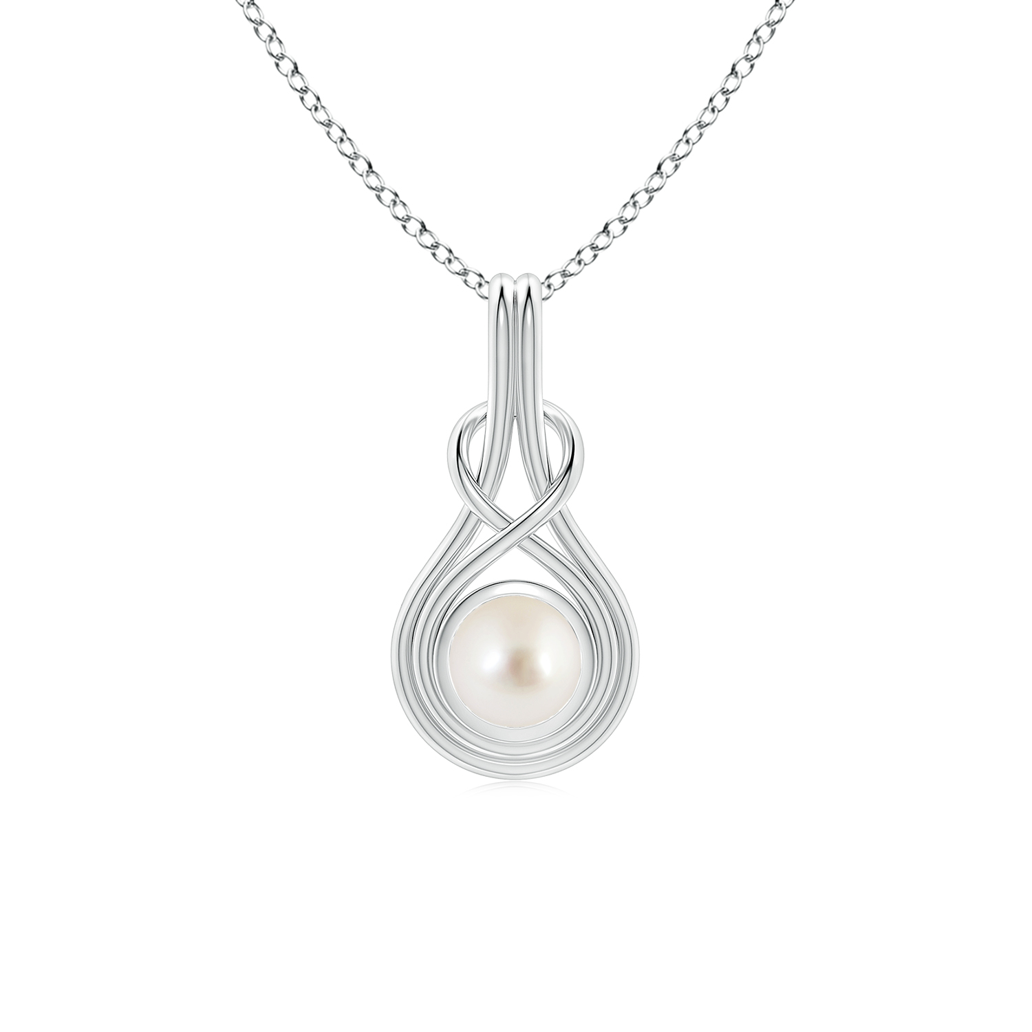 Round South Sea Cultured Pearl (Moti) Solitaire Infinity Knot Pendant