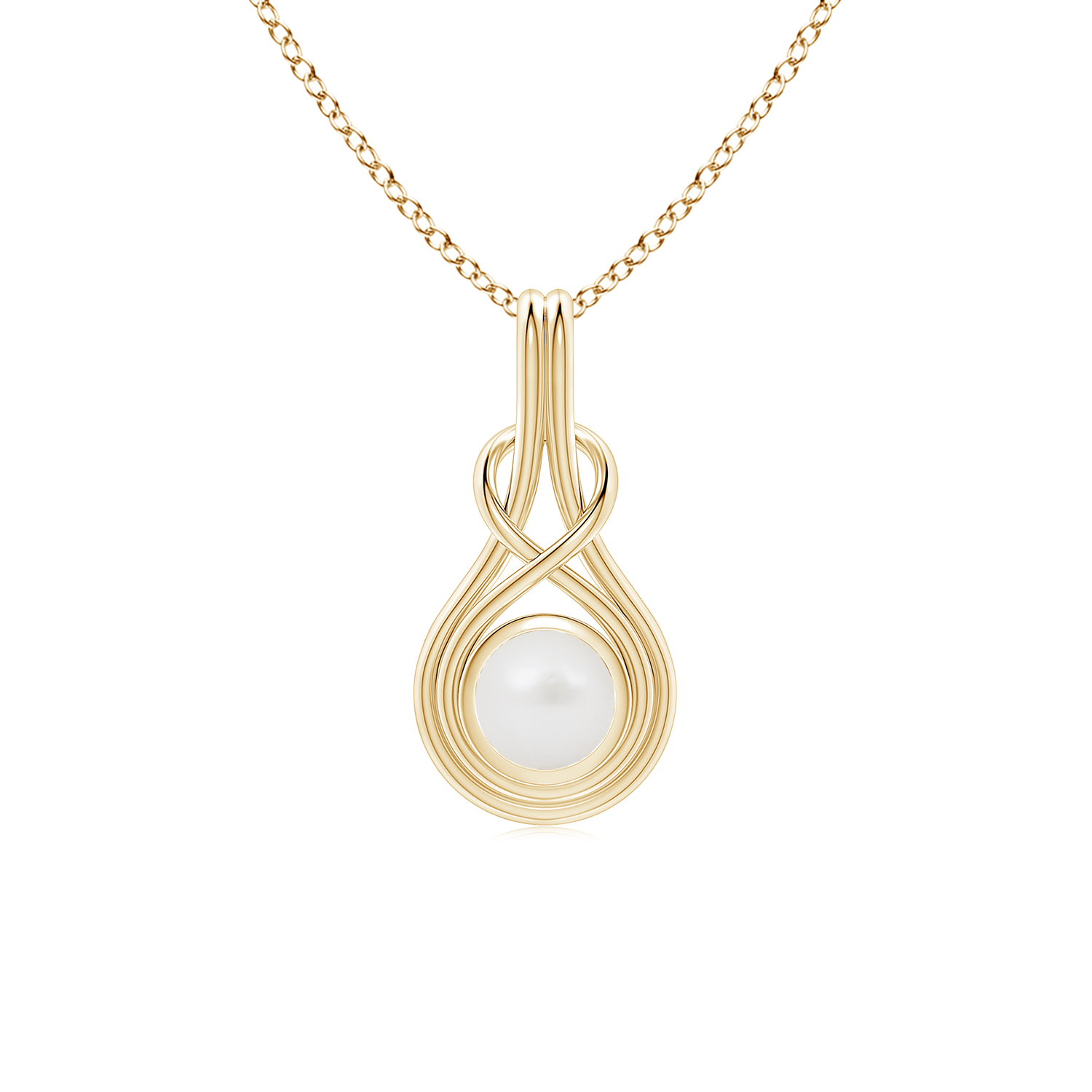 Round South Sea Cultured Pearl (Moti) Solitaire Infinity Knot Pendant