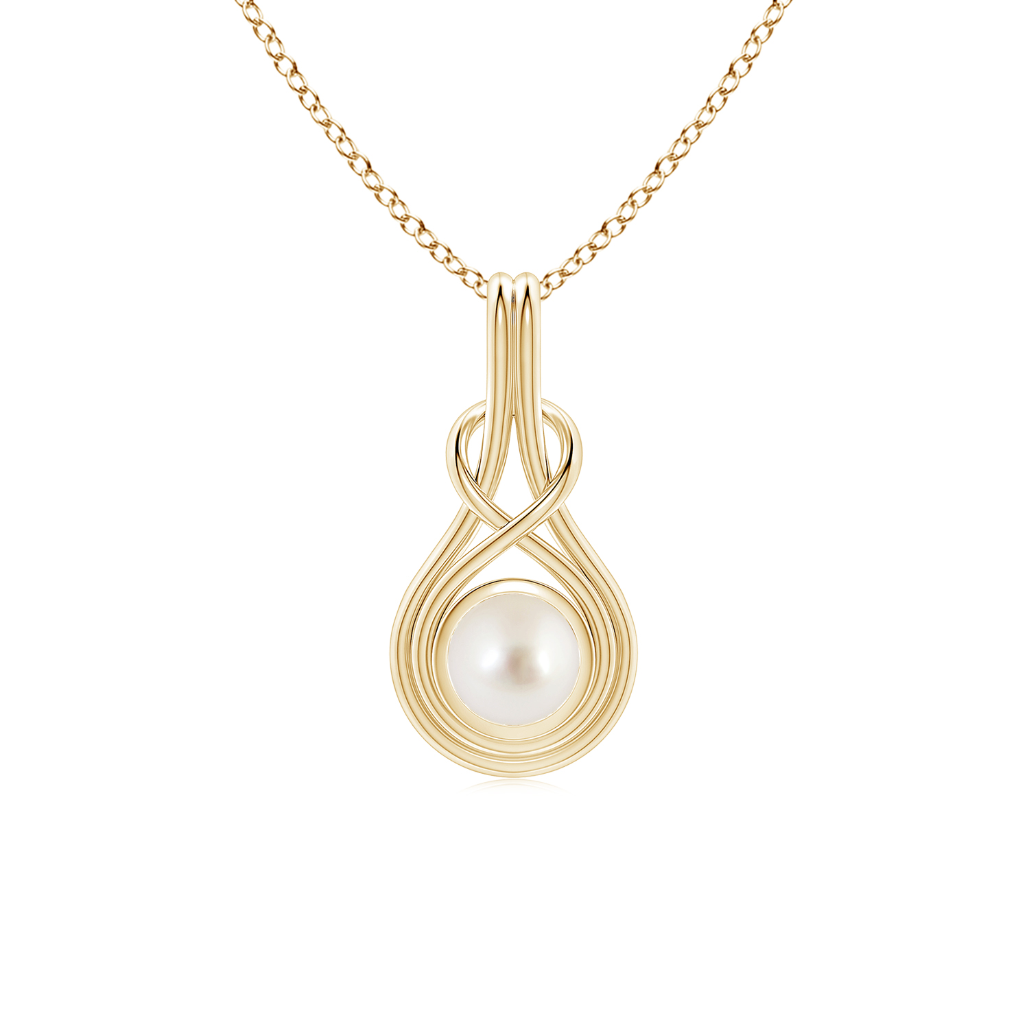 Round South Sea Cultured Pearl (Moti) Solitaire Infinity Knot Pendant