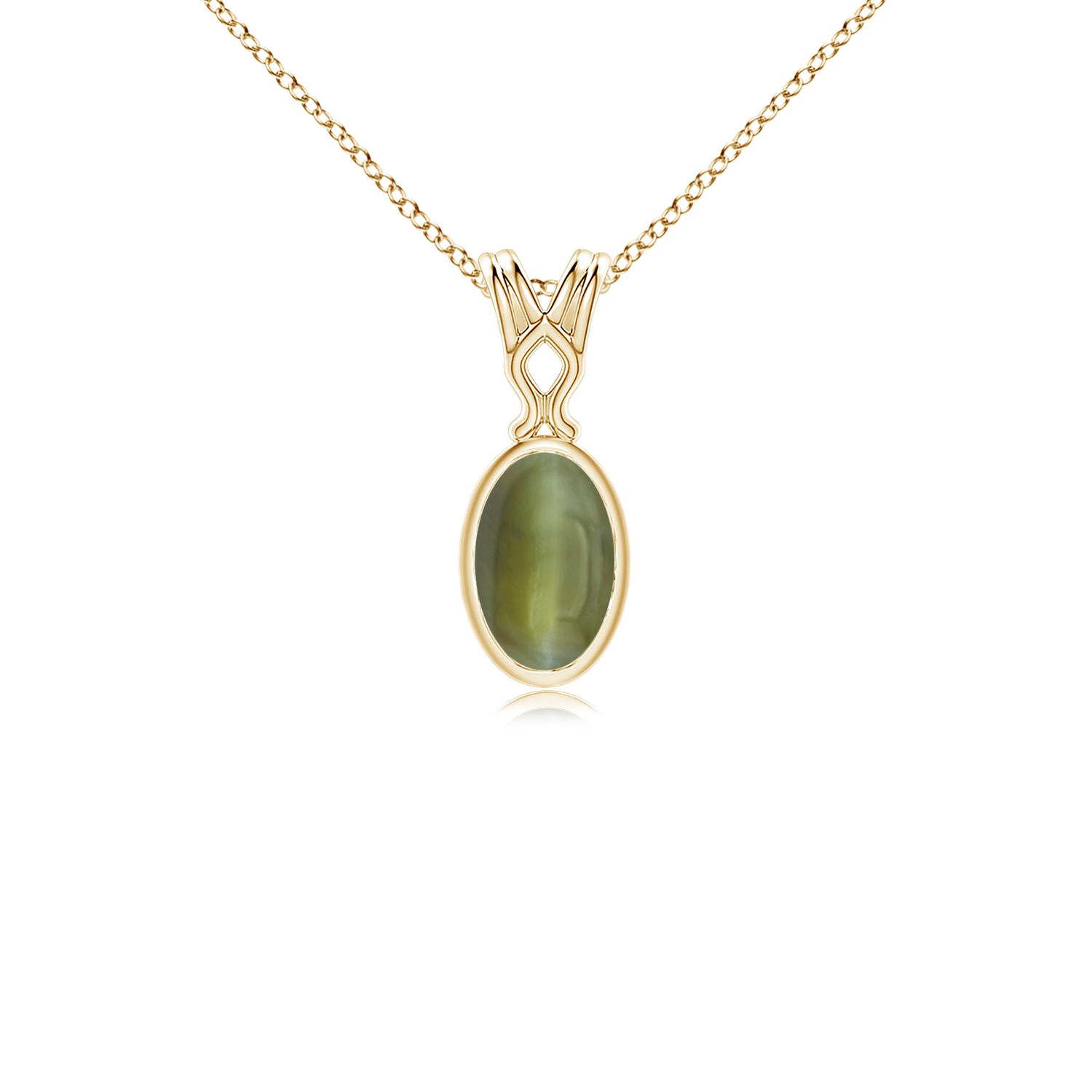 Vintage Inspired Solitaire Oval Cats Eye (Lahsuniya) Pendant