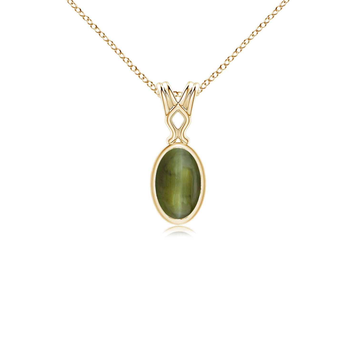 Vintage Inspired Solitaire Oval Cats Eye (Lahsuniya) Pendant