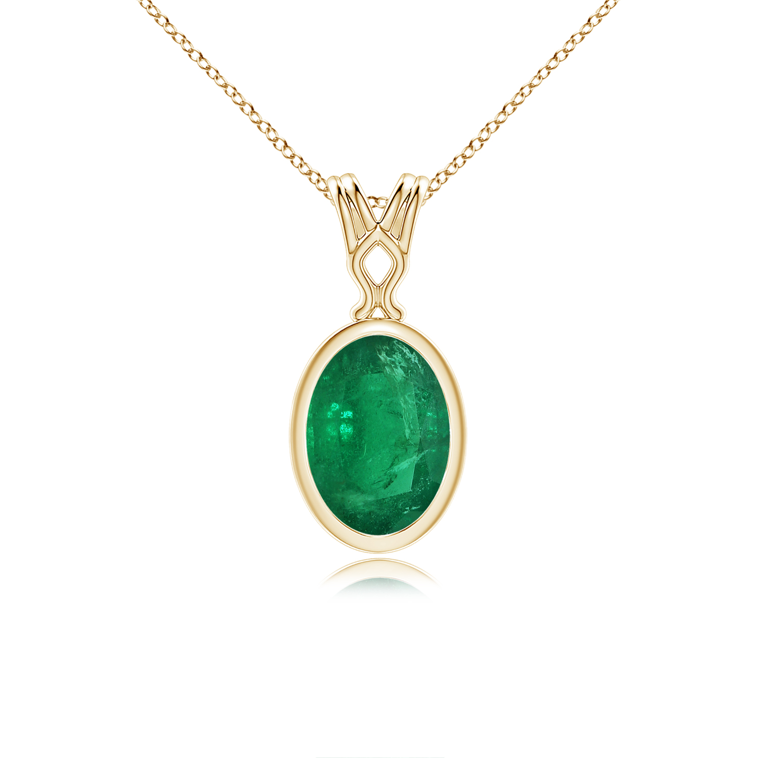 Vintage Inspired Solitaire Oval Emerald (Panna) Pendant