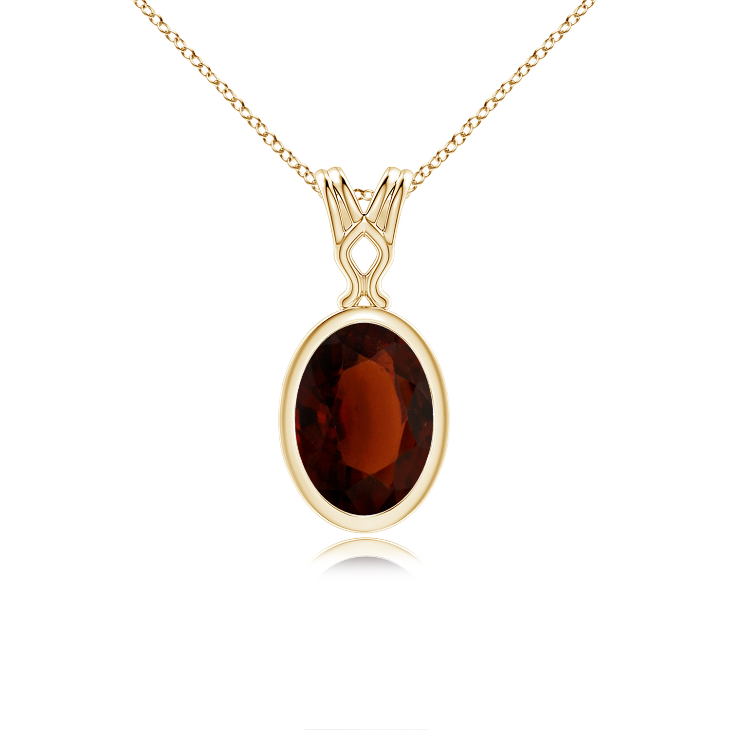 Vintage Inspired Solitaire Oval Hessonite (Gomed) Pendant