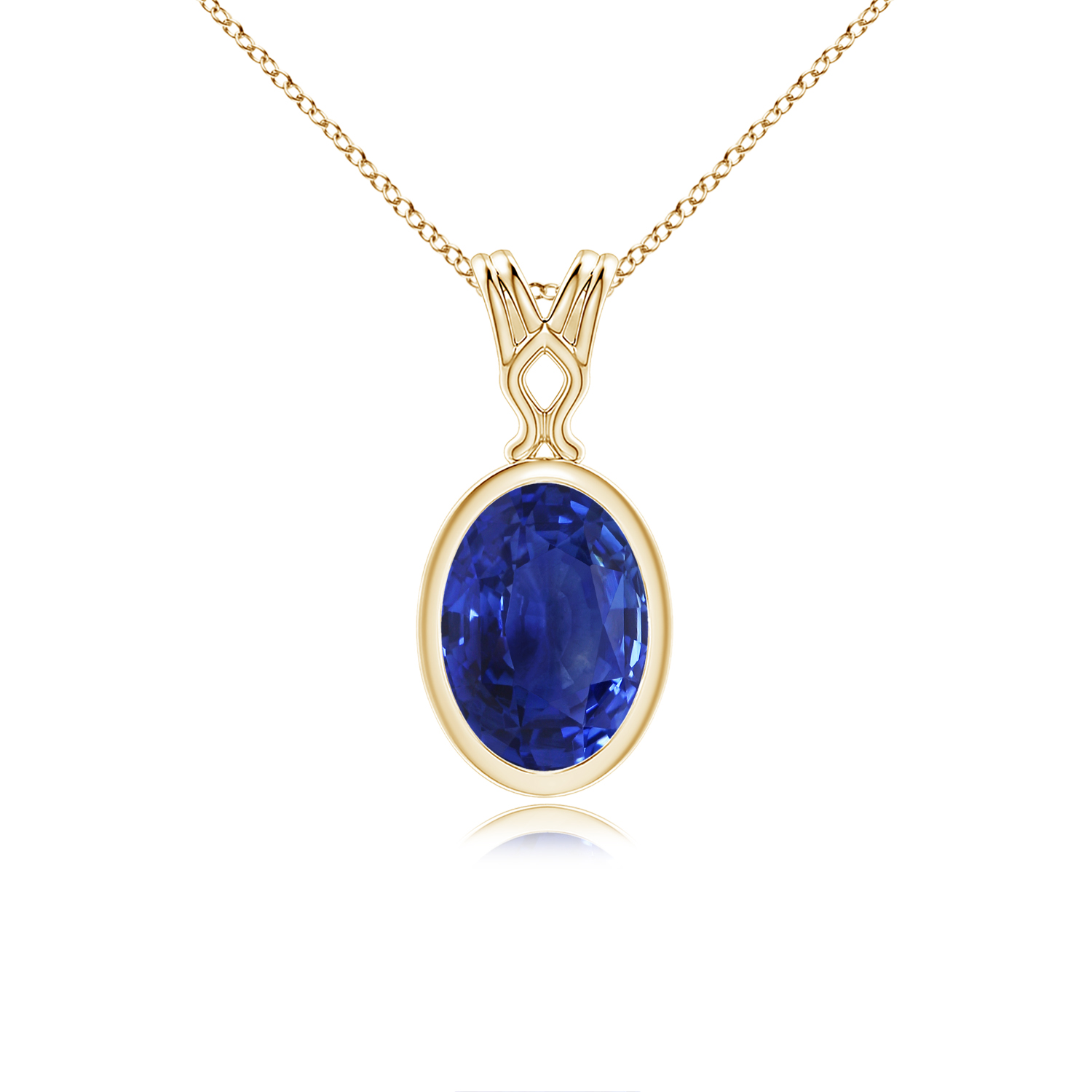 Vintage Inspired Solitaire Oval Blue Sapphire (Neelam) Pendant
