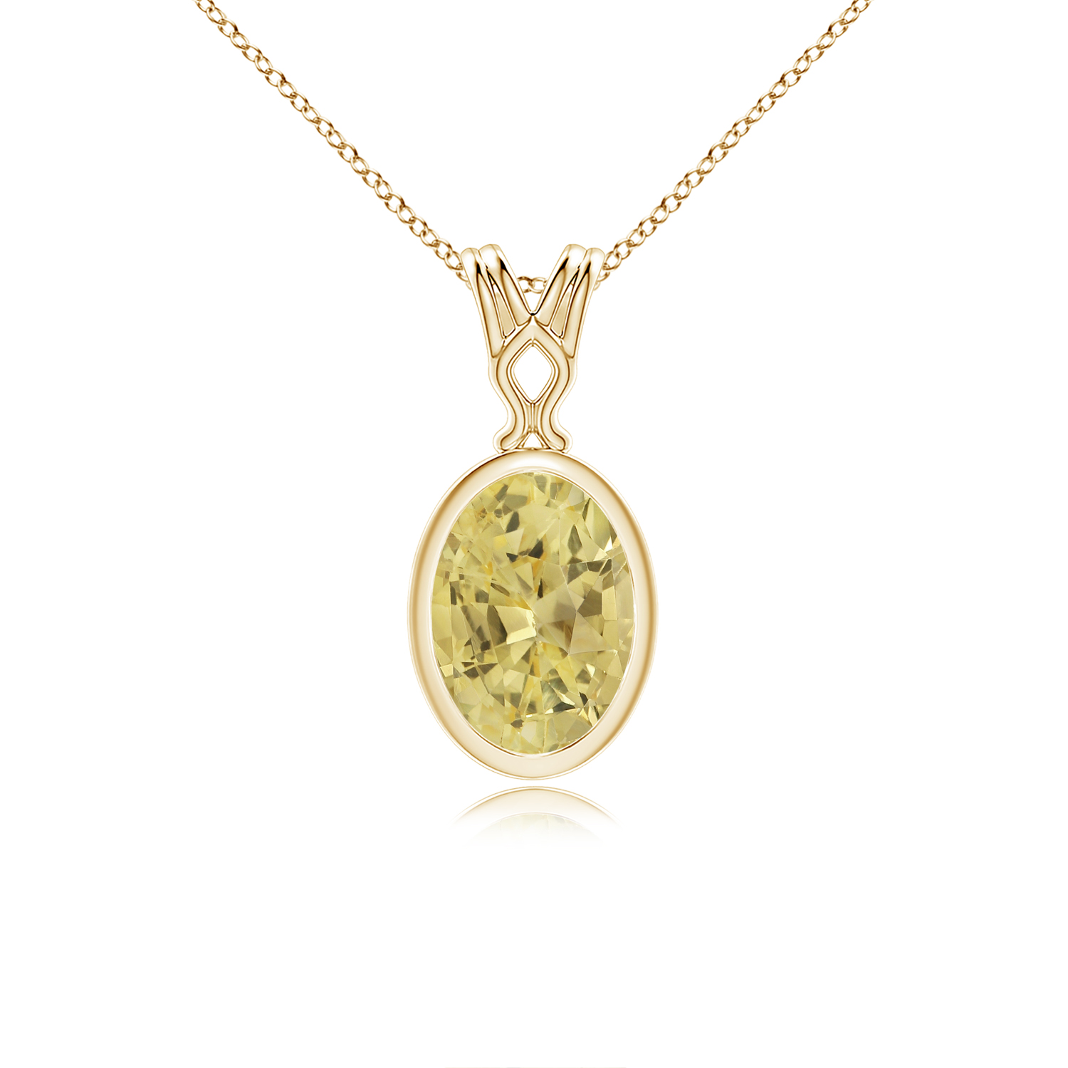 Vintage Inspired Solitaire Oval Yellow Sapphire (Pukhraj) Pendant