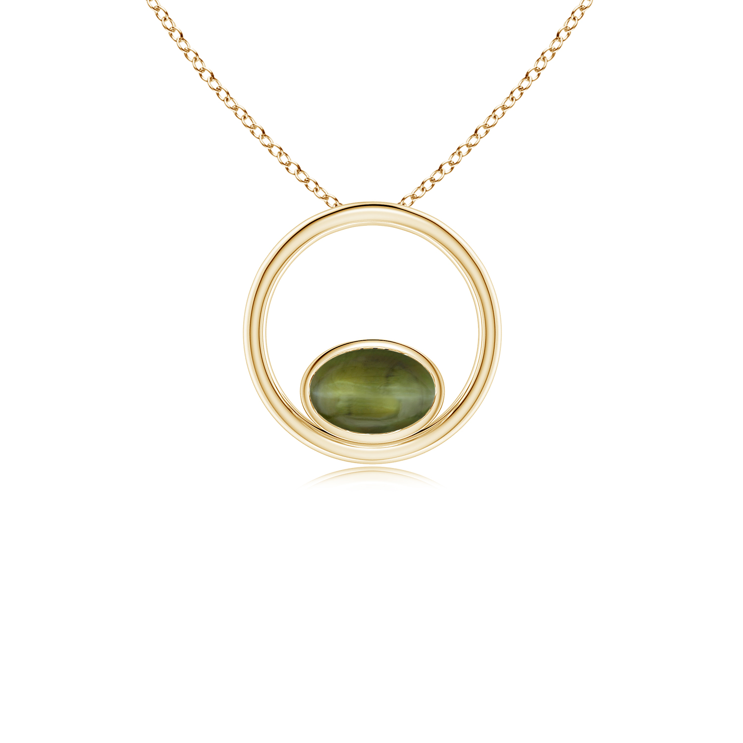 Bezel-Set Cats Eye (Lahsuniya) Solitaire Open Circle Pendant