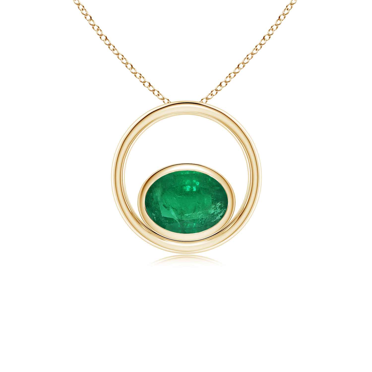 Bezel-Set Emerald (Panna) Solitaire Open Circle Pendant