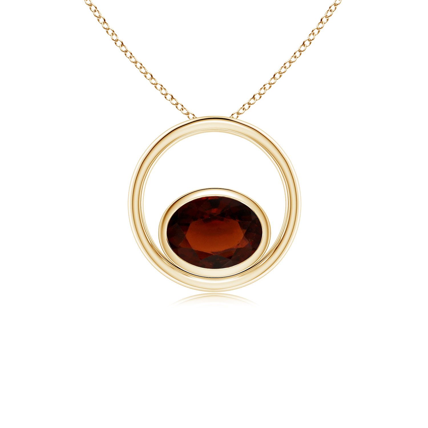 Bezel-Set Hessonite (Gomed) Solitaire Open Circle Pendant