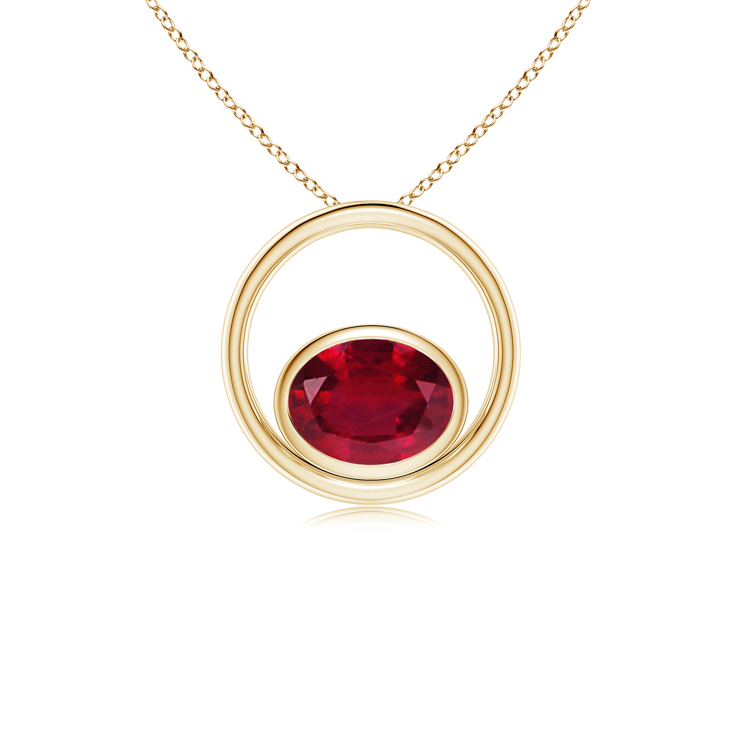 Bezel-Set Ruby (Manik) Solitaire Open Circle Pendant