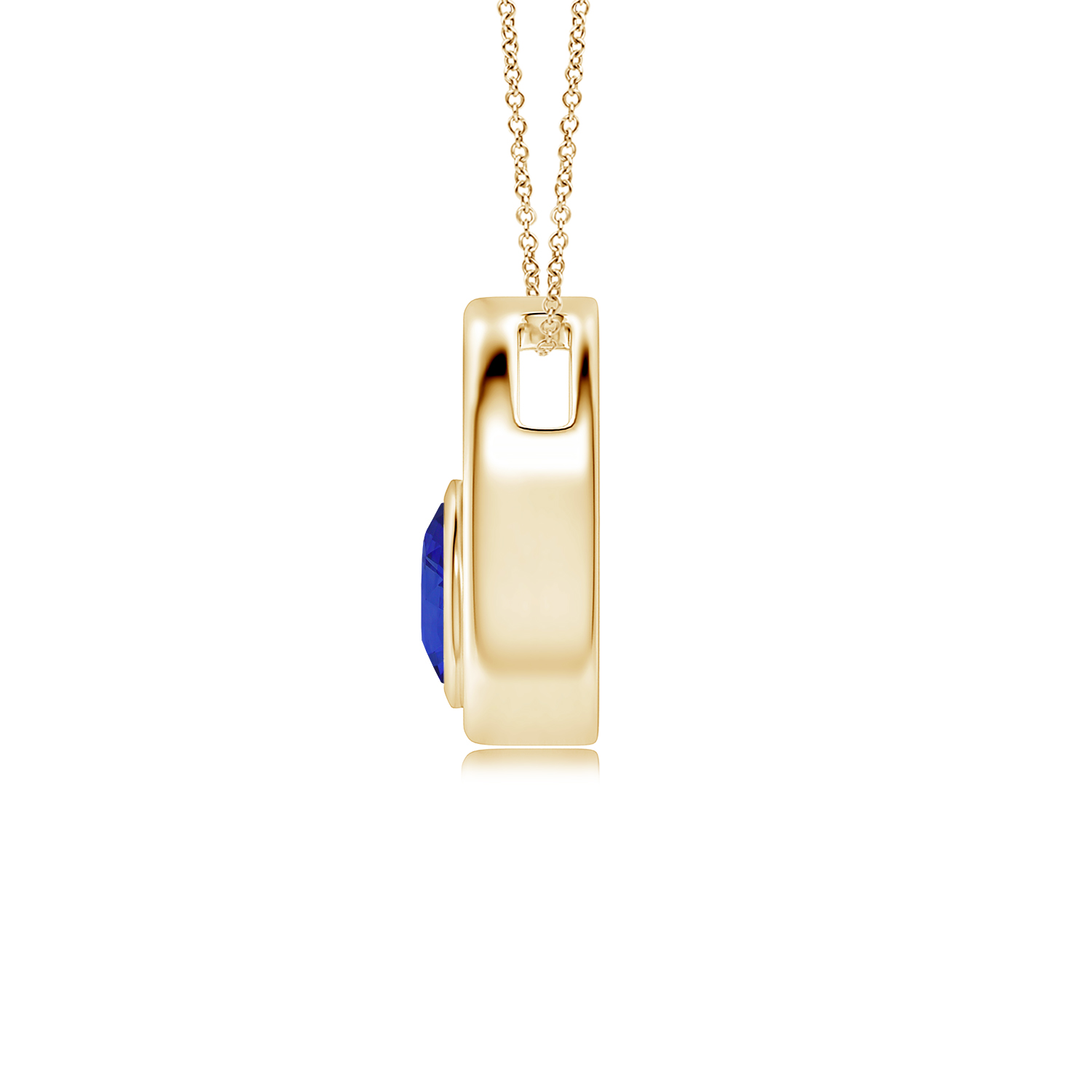 Bezel-Set Blue Sapphire (Neelam) Solitaire Open Circle Pendant