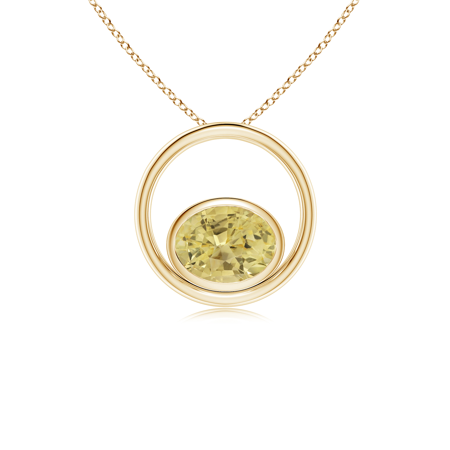 Bezel-Set Yellow Sapphire (Pukhraj) Solitaire Open Circle Pendant