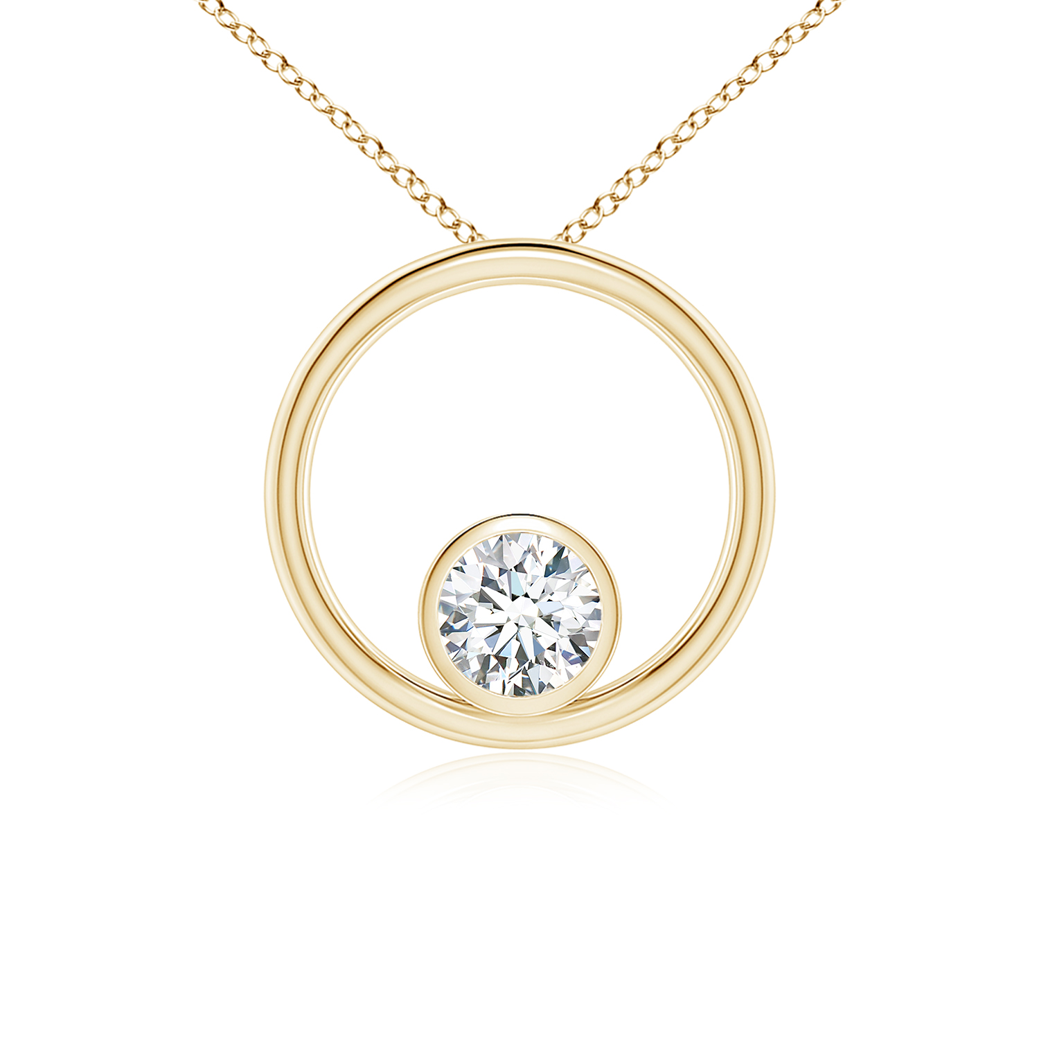 Bezel-Set Diamond (Heera) Solitaire Open Circle Pendant