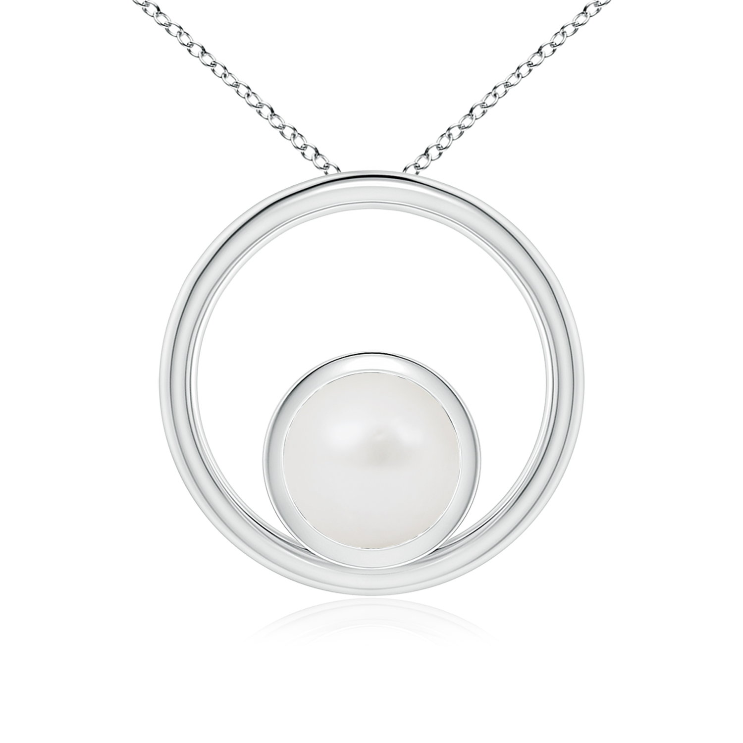 Bezel-Set South Sea Cultured Pearl (Moti) Solitaire Open Circle Pendant