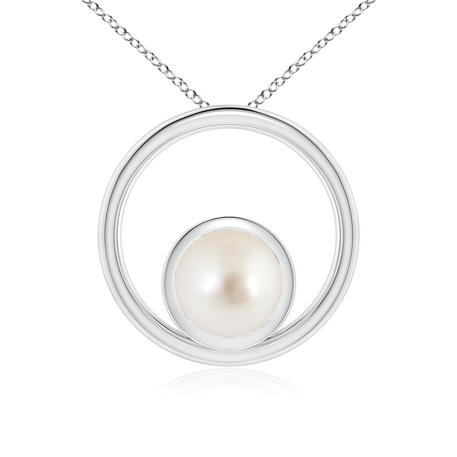 Bezel-Set South Sea Cultured Pearl (Moti) Solitaire Open Circle Pendant