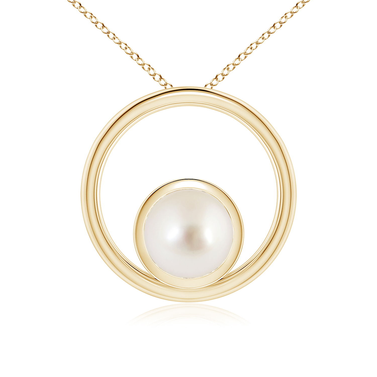 Bezel-Set South Sea Cultured Pearl (Moti) Solitaire Open Circle Pendant