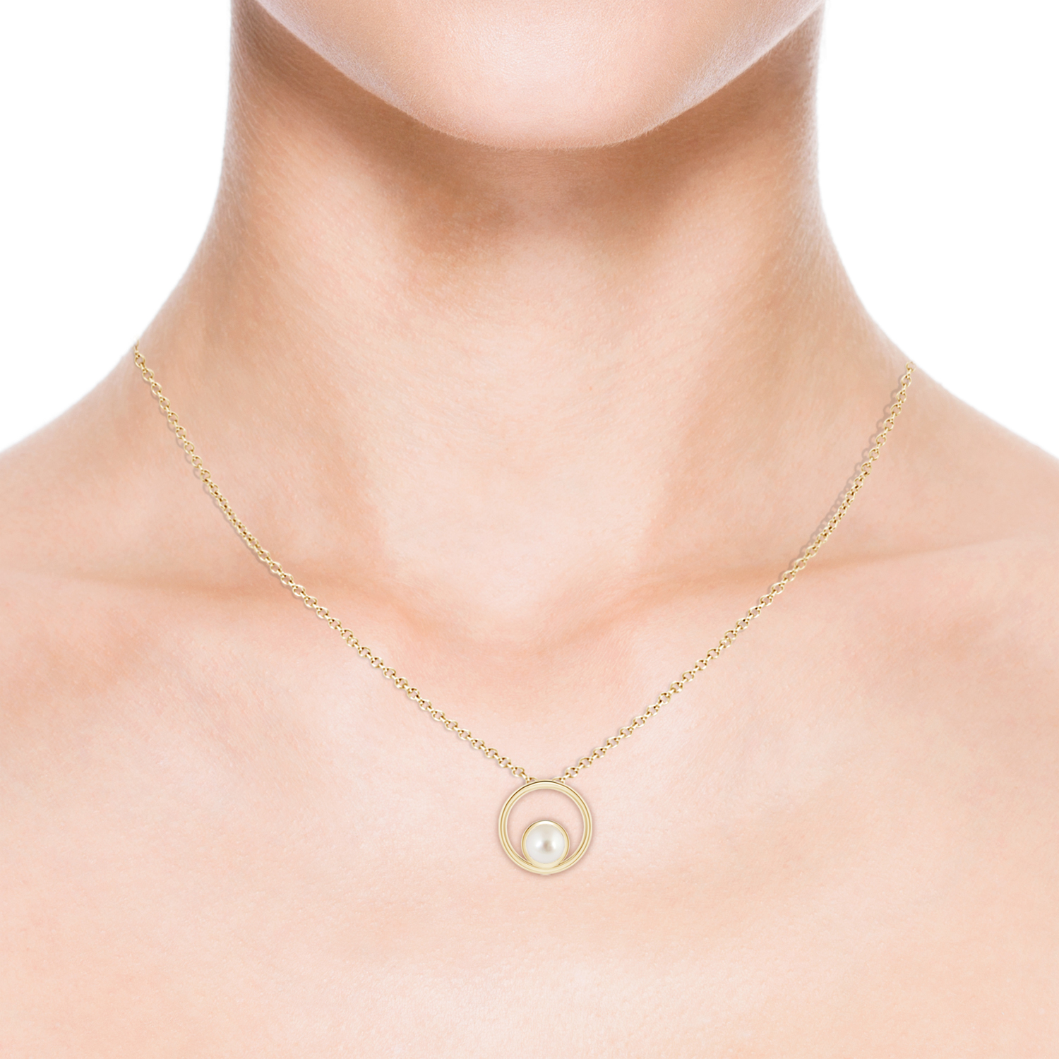 Bezel-Set South Sea Cultured Pearl (Moti) Solitaire Open Circle Pendant