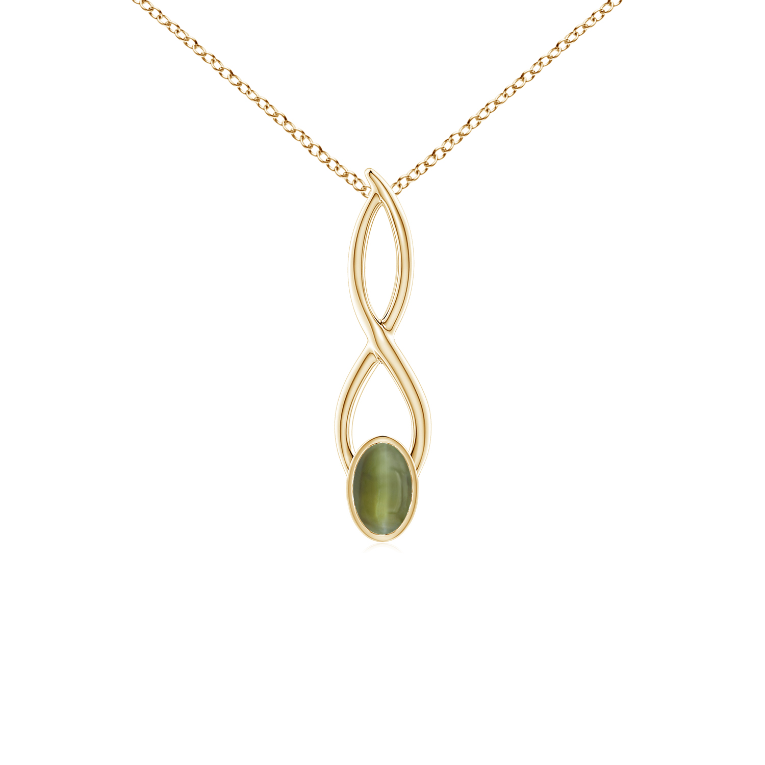 Oval Cats Eye (Lahsuniya) Infinity Twist Pendant