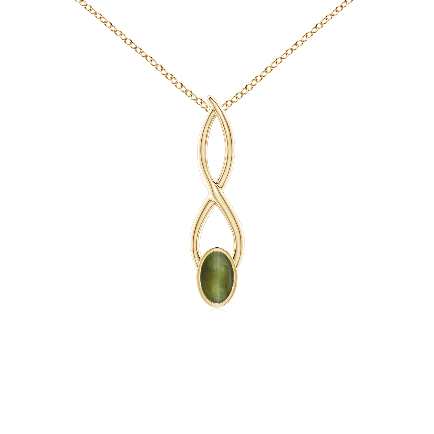 Oval Cats Eye (Lahsuniya) Infinity Twist Pendant