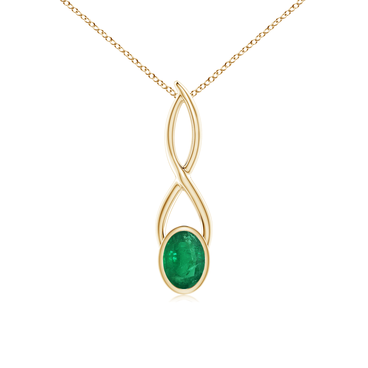Oval Emerald (Panna) Infinity Twist Pendant