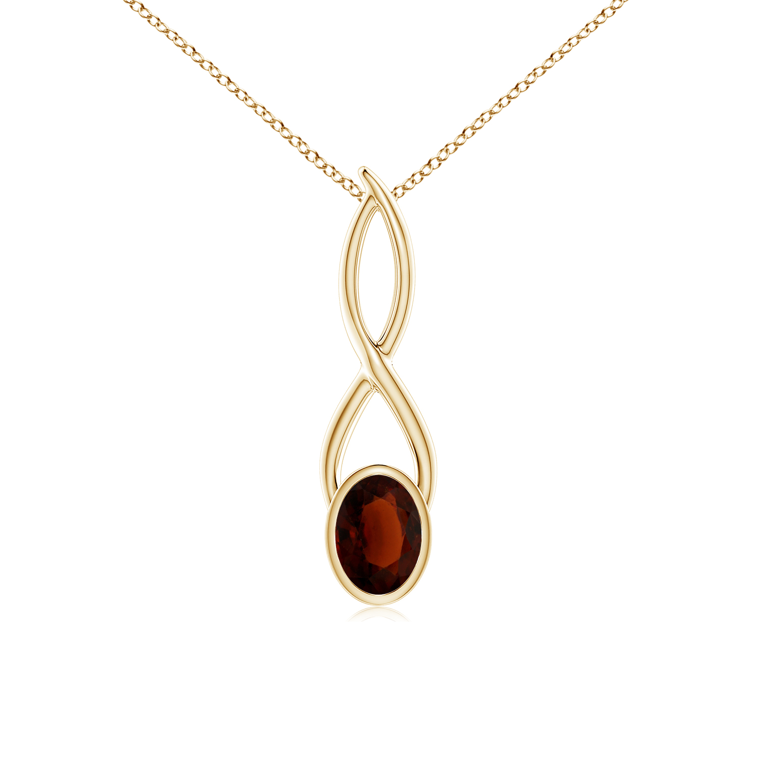 Oval Hessonite (Gomed) Infinity Twist Pendant