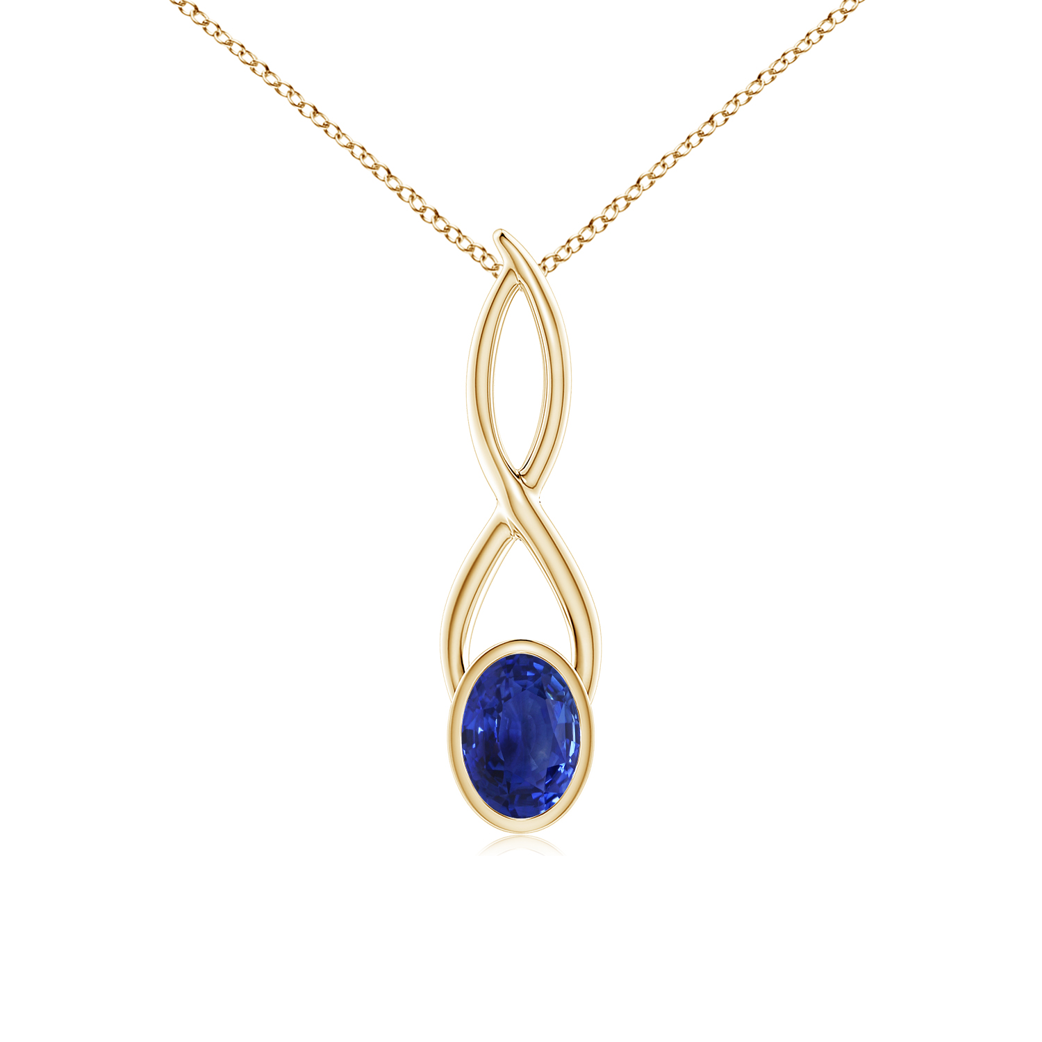 Oval Blue Sapphire (Neelam) Infinity Twist Pendant