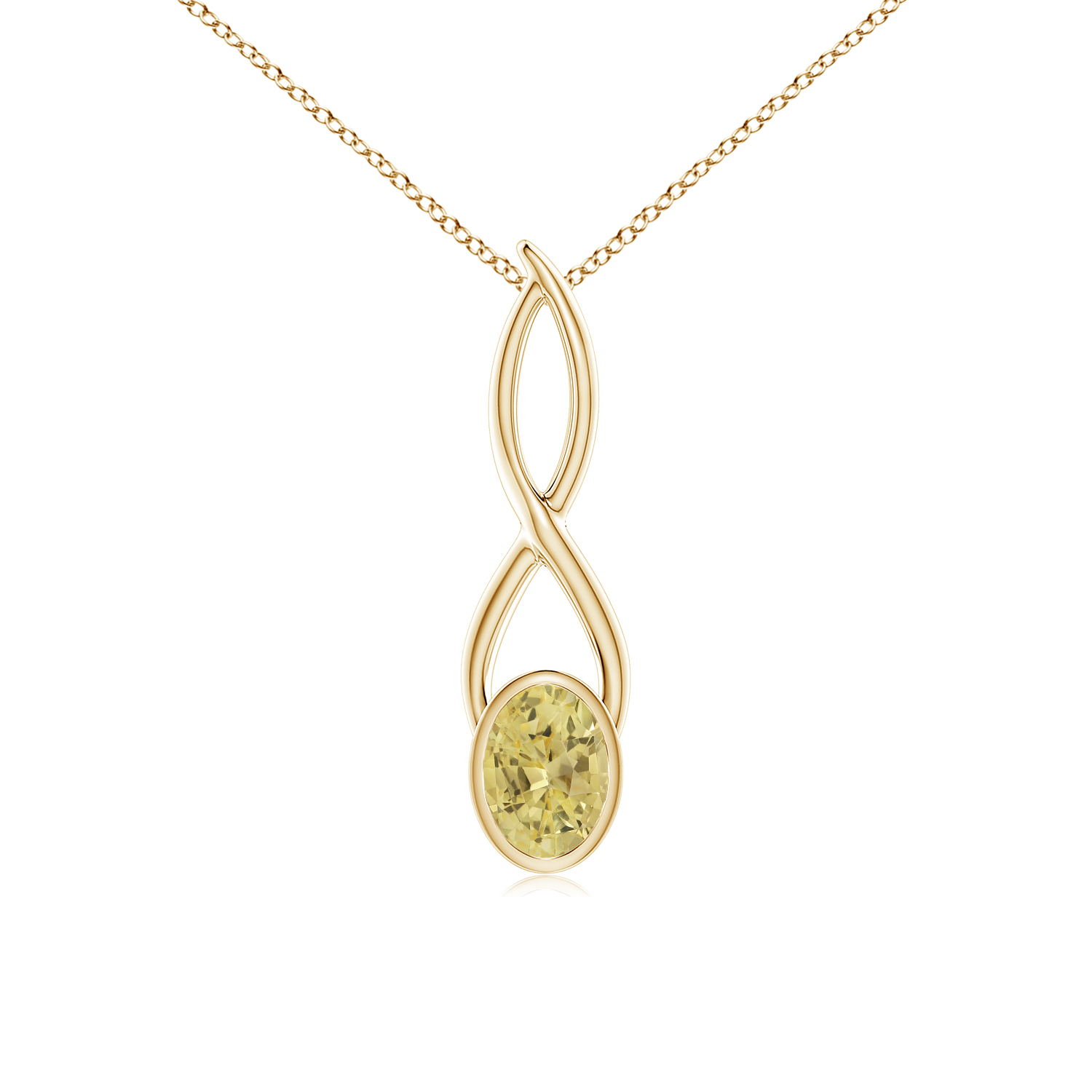 Oval Yellow Sapphire (Pukhraj) Infinity Twist Pendant