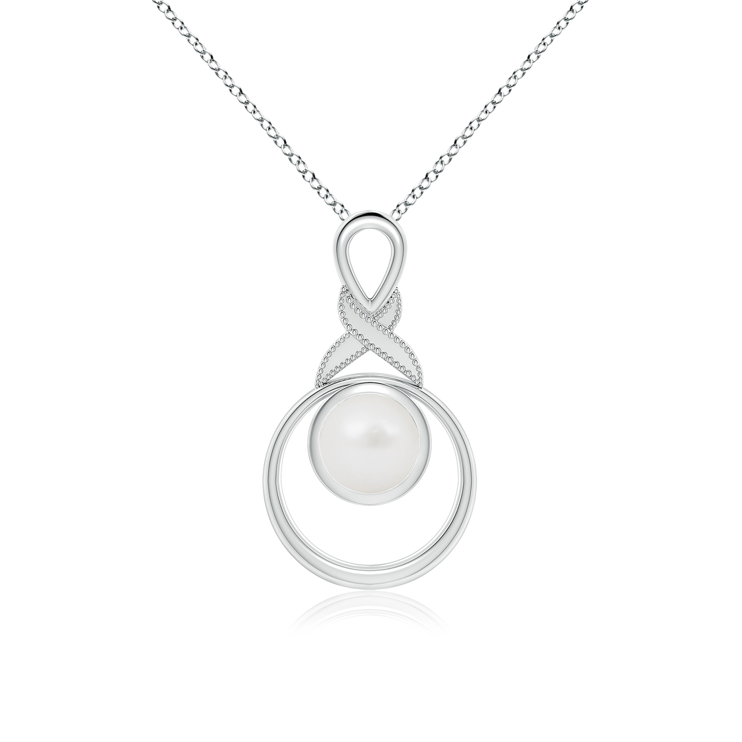 South Sea Cultured Pearl (Moti) Infinity Pendant with Diamond 'X' Motif