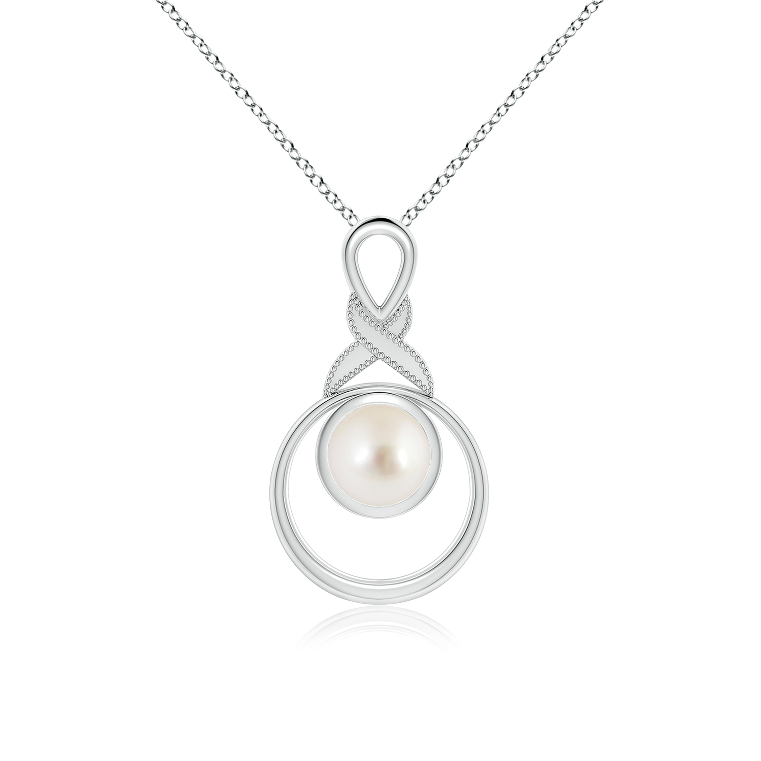 South Sea Cultured Pearl (Moti) Infinity Pendant with Diamond 'X' Motif