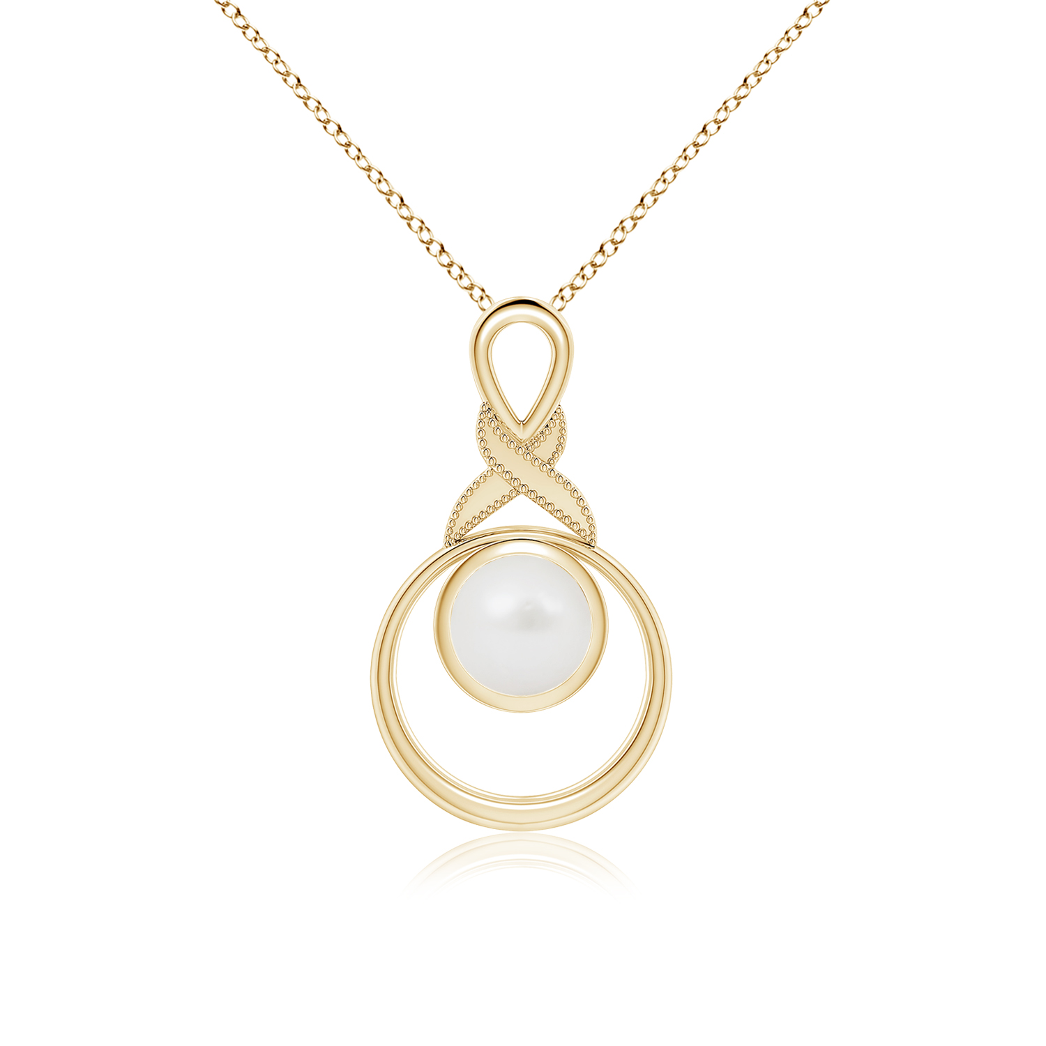 South Sea Cultured Pearl (Moti) Infinity Pendant with Diamond 'X' Motif