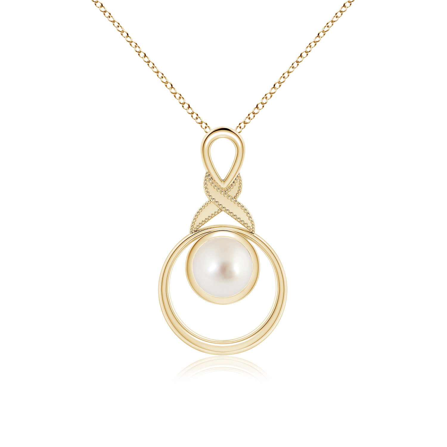 South Sea Cultured Pearl (Moti) Infinity Pendant with Diamond 'X' Motif