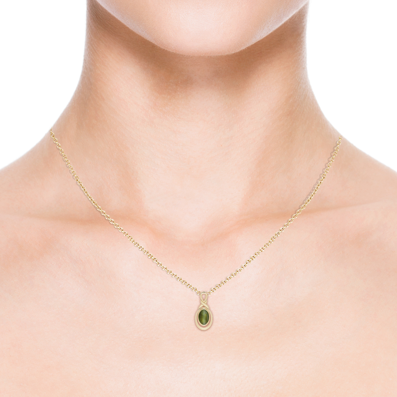 Cats Eye (Lahsuniya) Infinity Pendant with Diamond 'X' Motif